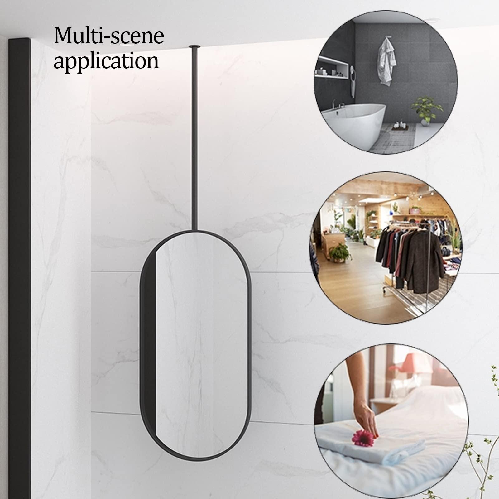 LHYZF LHYZF Oval Ceiling Mirror, with Metal Frame and Boom for Bathroom Washroom Makeup Shaving Cloakroom Bedroom - Customizable Metal Boom (Size : 50cmx70cm)