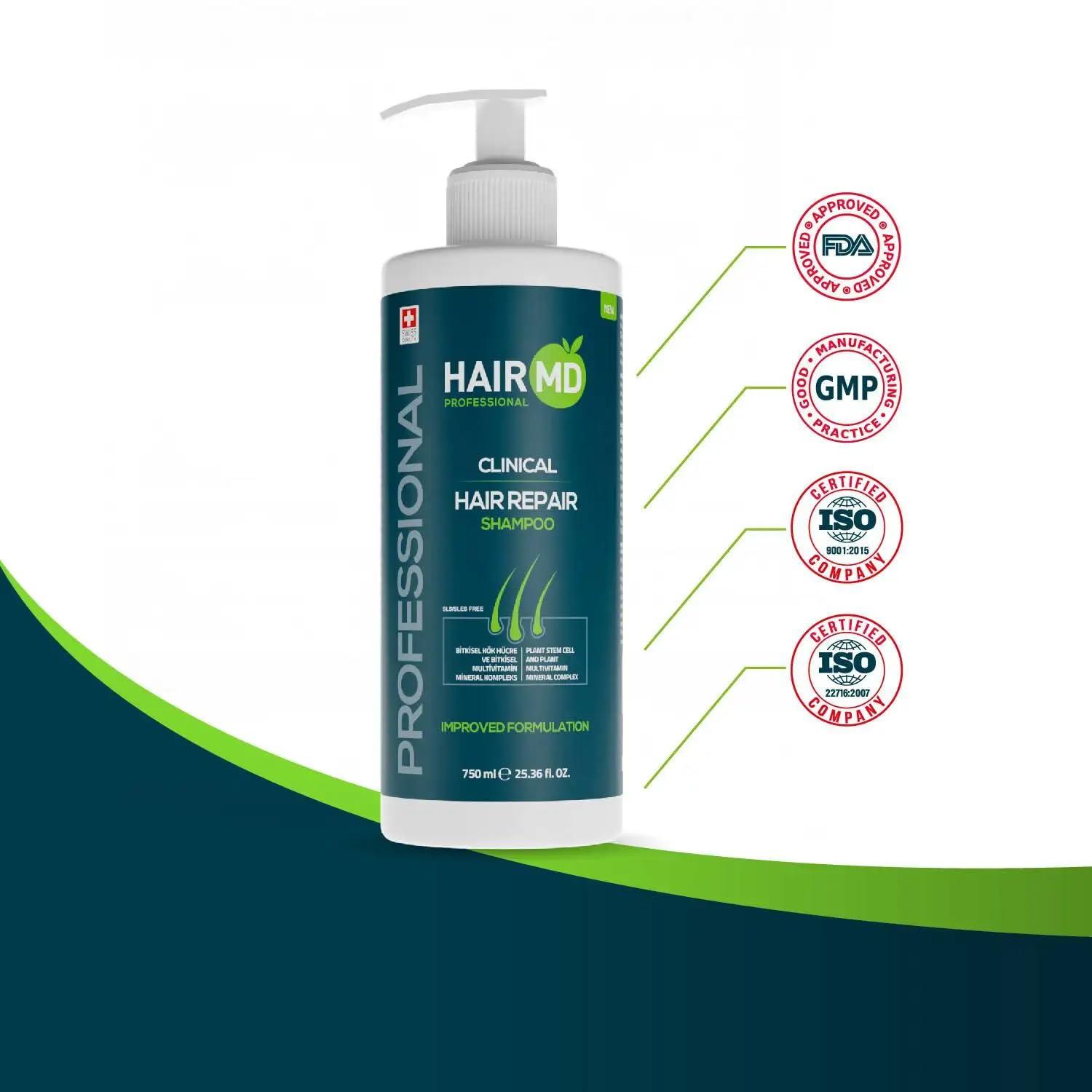 HairMD HairMD Transplant Clinical Repair Shampoo - Big Size 750ml - Advanced Regrowth Formula - Protects Post-Transplant Scalp, Exclusive Anti Hair Loss Shampoo. 25.36 fl OZ.