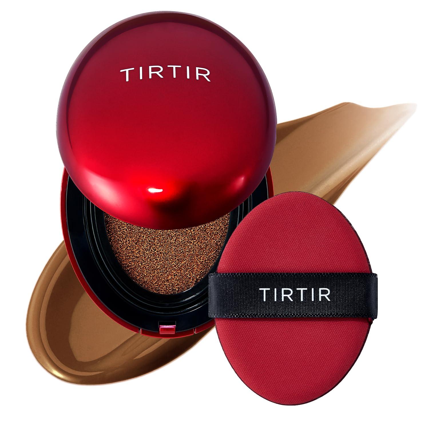 TIRTIR TIRTIR Mask Fit Red Cushion Foundation | Full coverage, Weighless, Skin fit, Satin Glow Finish, Korean cushion foundation (#45W Chestnut, 0.63 Fl Oz (Pack of 1))