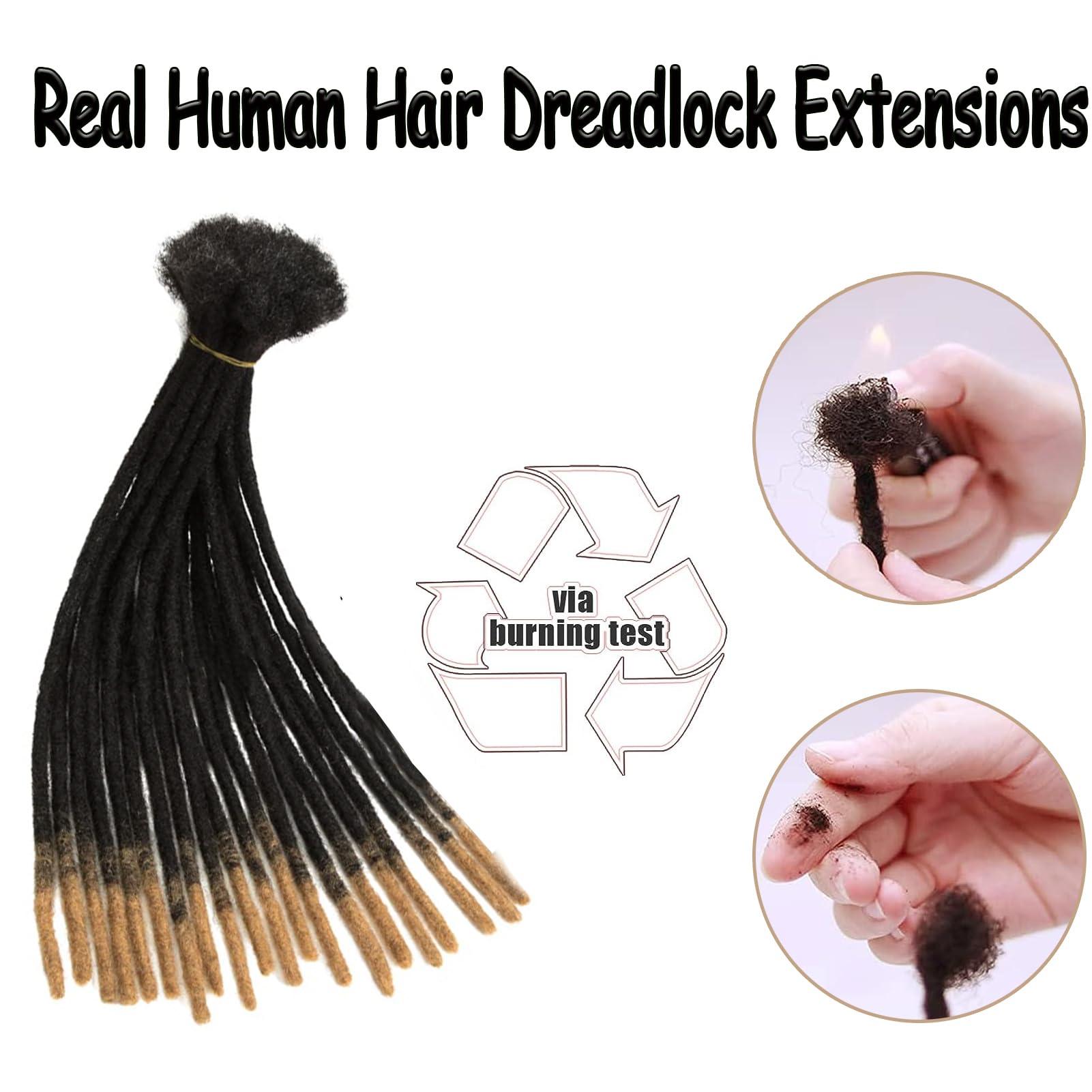 KYNLEY KYNLEY 0.6cm Permanent Loc Extensions Human Hair 10 inch 60 Strands Real Human Hair Dreadlock Extensions Ombre Dreads Extensions for Men Women Can Be Dyed Bleached Curled #T1B/27