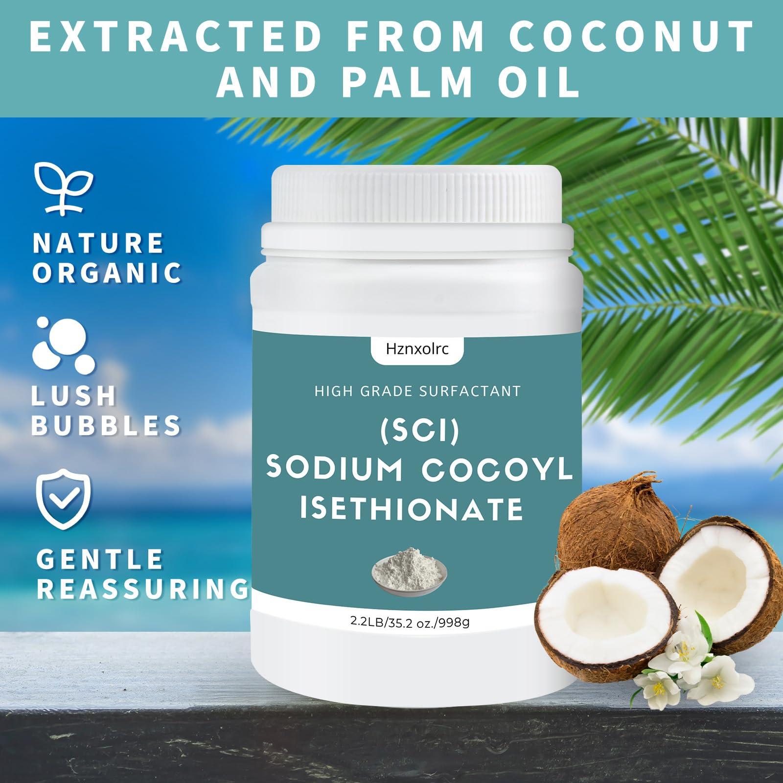 Hznxolrc 35.2 oz Sodium Cocoyl Isethionate, Premium Sodium Cocoyl Isethionate (SCI) Powder, Amazing Bubbles, Gentle on Skin, Biodegradable, Suitable for Making Bath Bombs, Bath Truffles and More