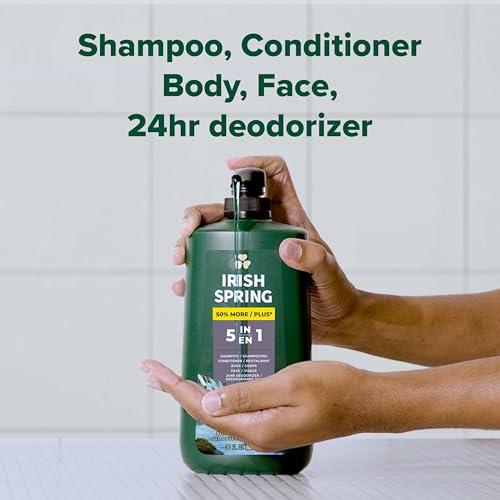 Irish Spring Irish Spring 5 in 1 Body Wash for Men, Men\'s Body Wash, Smell Fresh and Clean for 24 Hours, Conditions and Cleans Body, Face, and Hair, Made with Biodegradable Ingredients, 30 Oz Pump