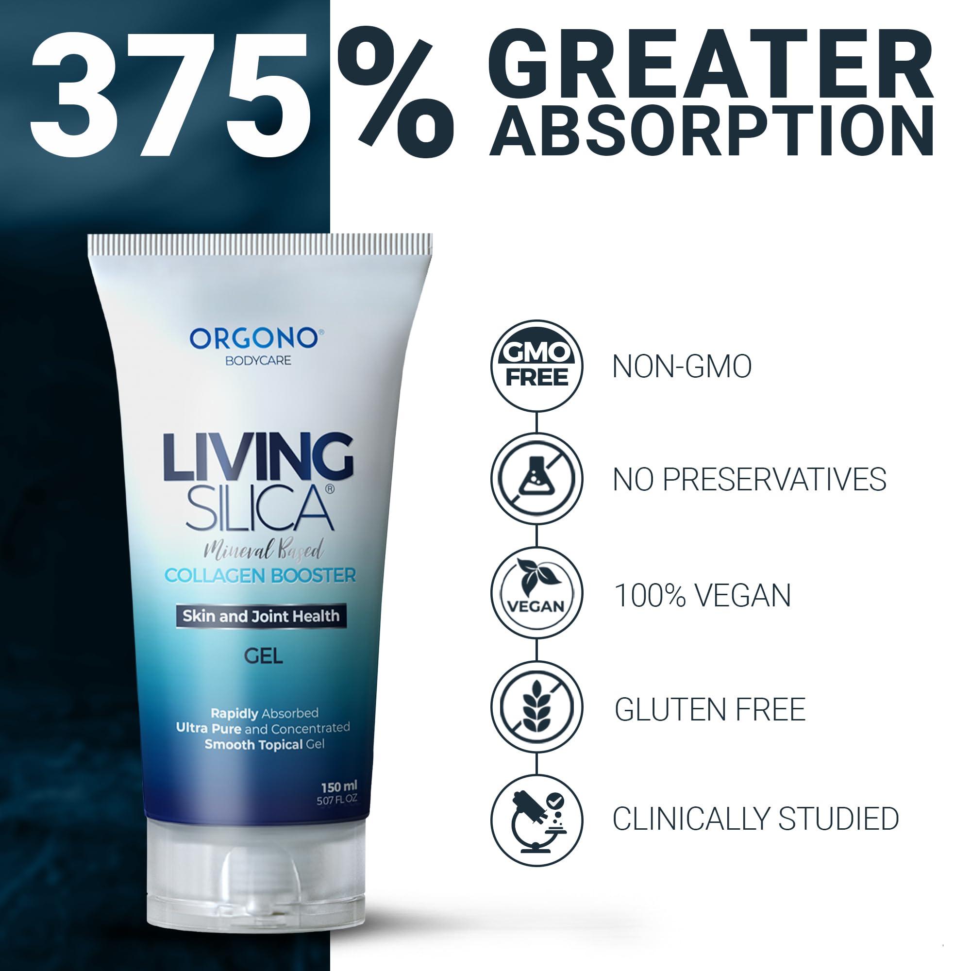 Orgono Living Silica Orgono Living Silica Mineral-Based Collagen Booster Gel | Topical Use & Dermal Absorption | Clinically Proven | Supports Skin & Joint Health | Promotes Hydration & Collagen Regeneration | 150mL
