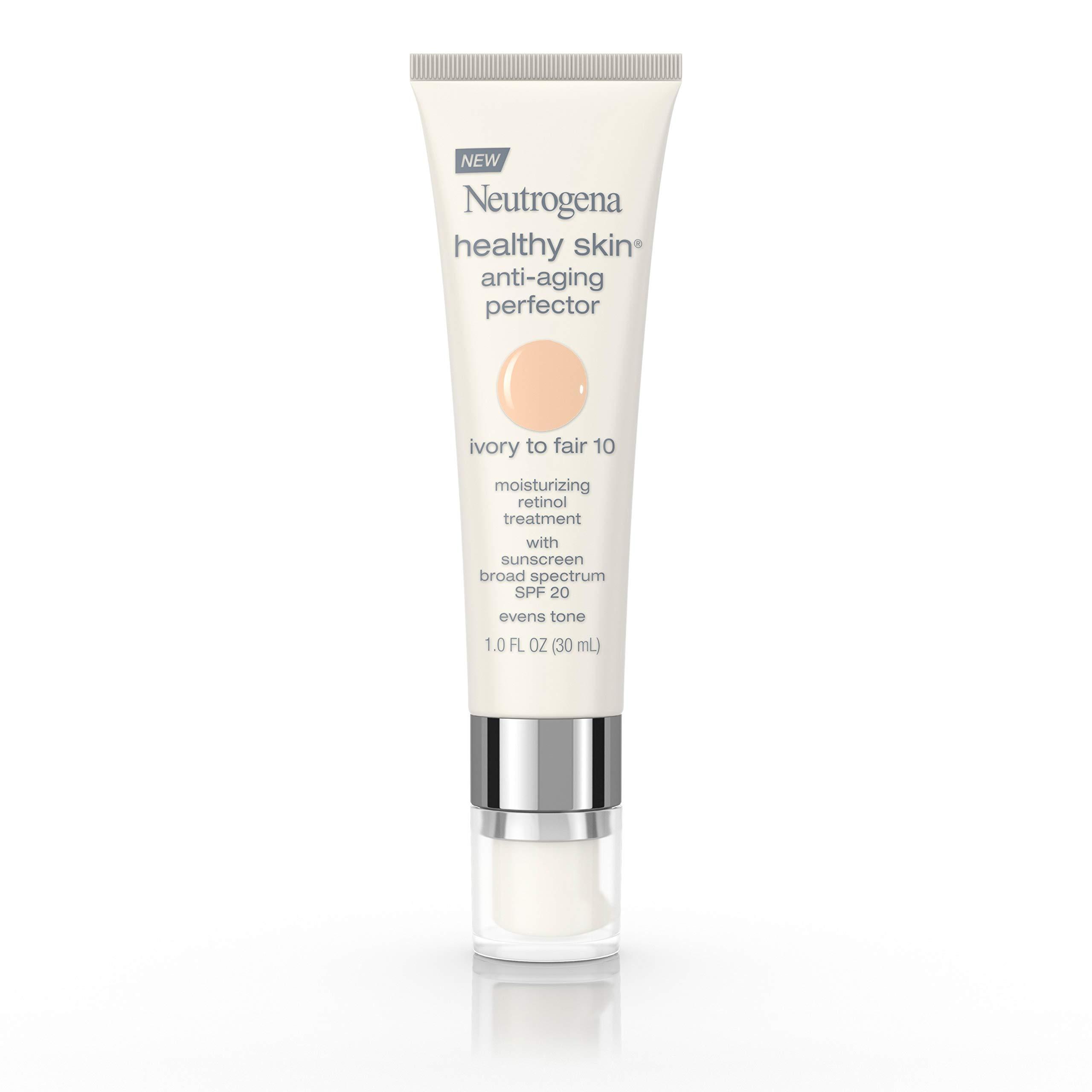 Neutrogena Neutrogena Healthy Skin Anti-Aging Perfector Tinted Facial Moisturizer and Retinol Treatment with Broad Spectrum SPF 20 Sunscreen with Titanium Dioxide, 10 Ivory to Fair, 1 fl. oz