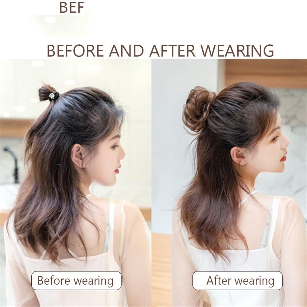 Vsadsau Vsadsau Short Curly Chignon Clip-On Hair Synthetic Elastic Band Hair Bun Donut Roller Bun Claw Clip Hairpiece For Women