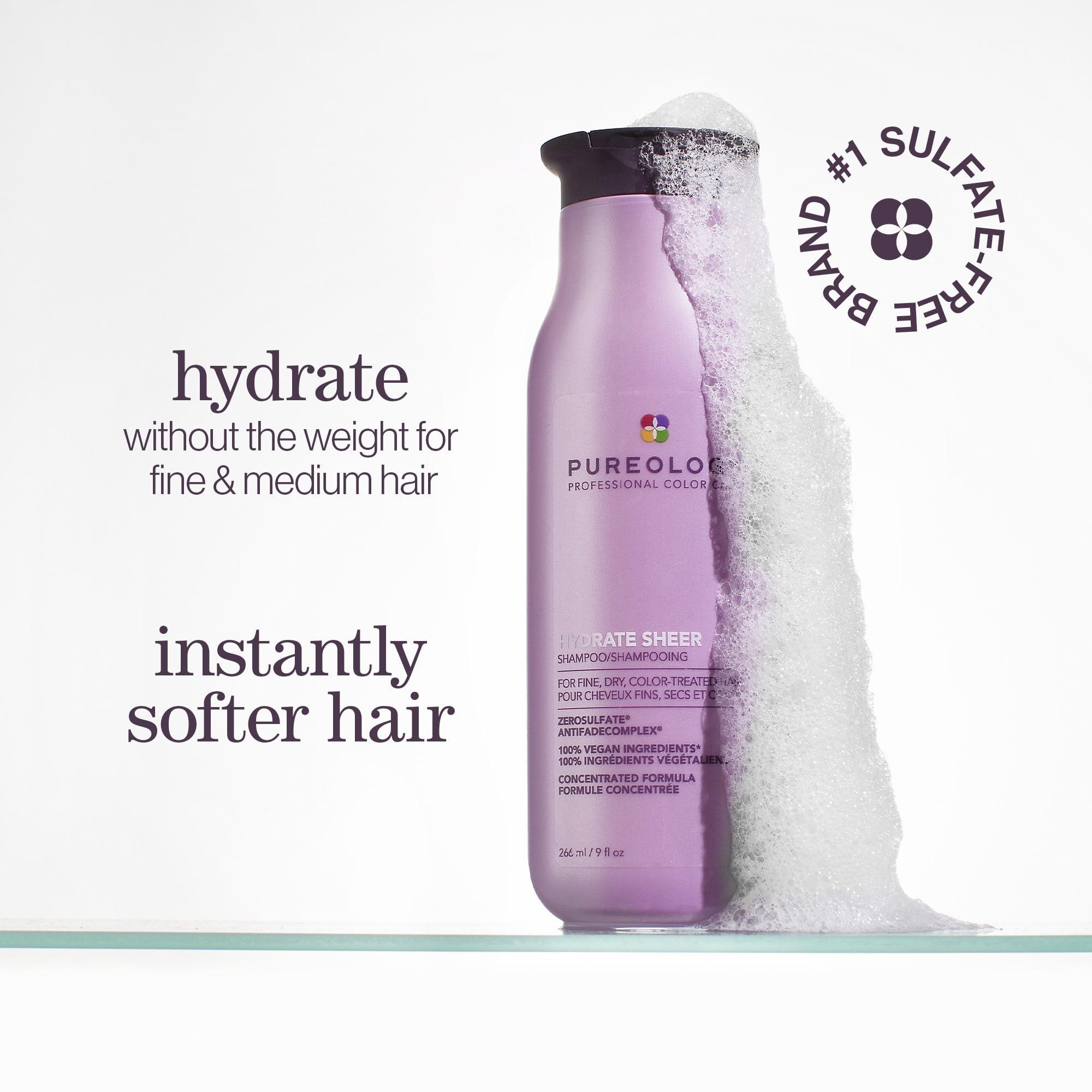 Pureology Pureology Hydrate Sheer Nourishing Shampoo | For Fine, Dry Color Treated Hair | Sulfate-Free | Silicone-Free | Vegan