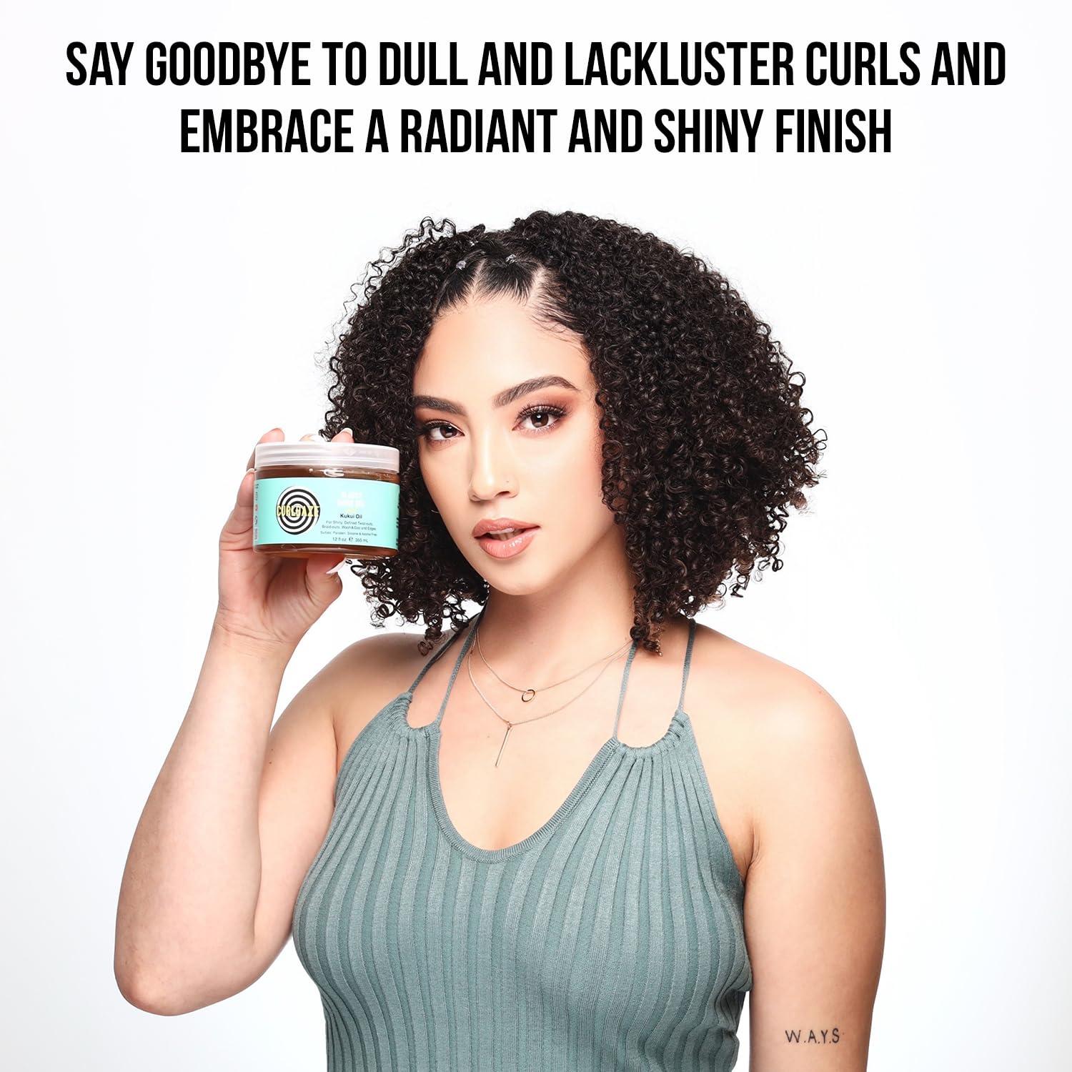 Curldaze Curldaze Glossy Shine Gel with Kukui Oil, Vitamins A, C, & E, Defines Curls in Twist-Outs, Braid-Outs, Wash & Gos, Controls Frizz & Edges, Shines, Moisturizes, Protects & Renews Dry or Damaged Hair
