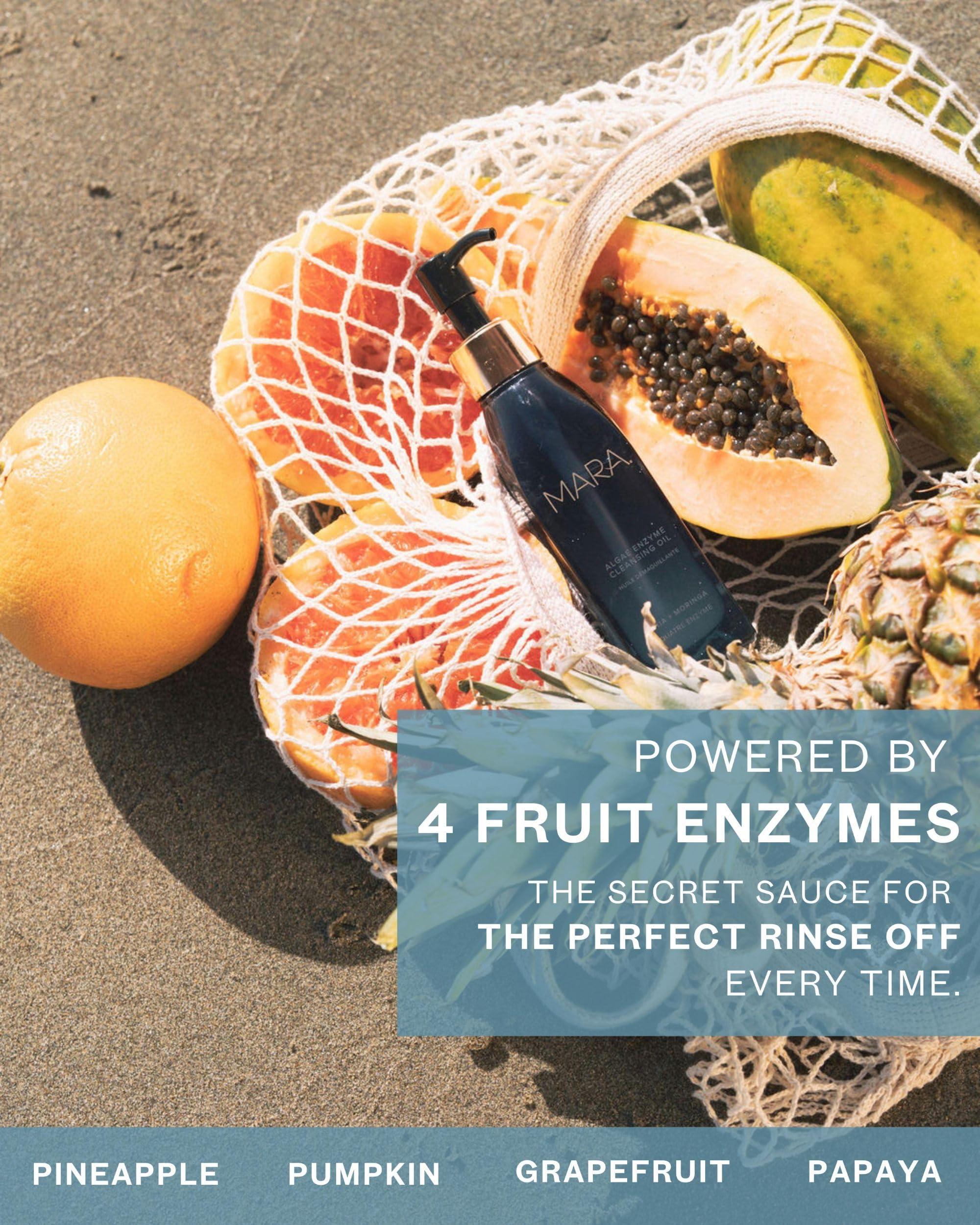 MARA MARA - Natural Chia + Moringa Algae Enzyme Cleansing Oil | Plant-Based, Gluten-Free Skin Care | For All Skin Types, Hypoallergenic, Hydrating, Exfoliating, Make-Up Remover (4 oz | 120 ml)