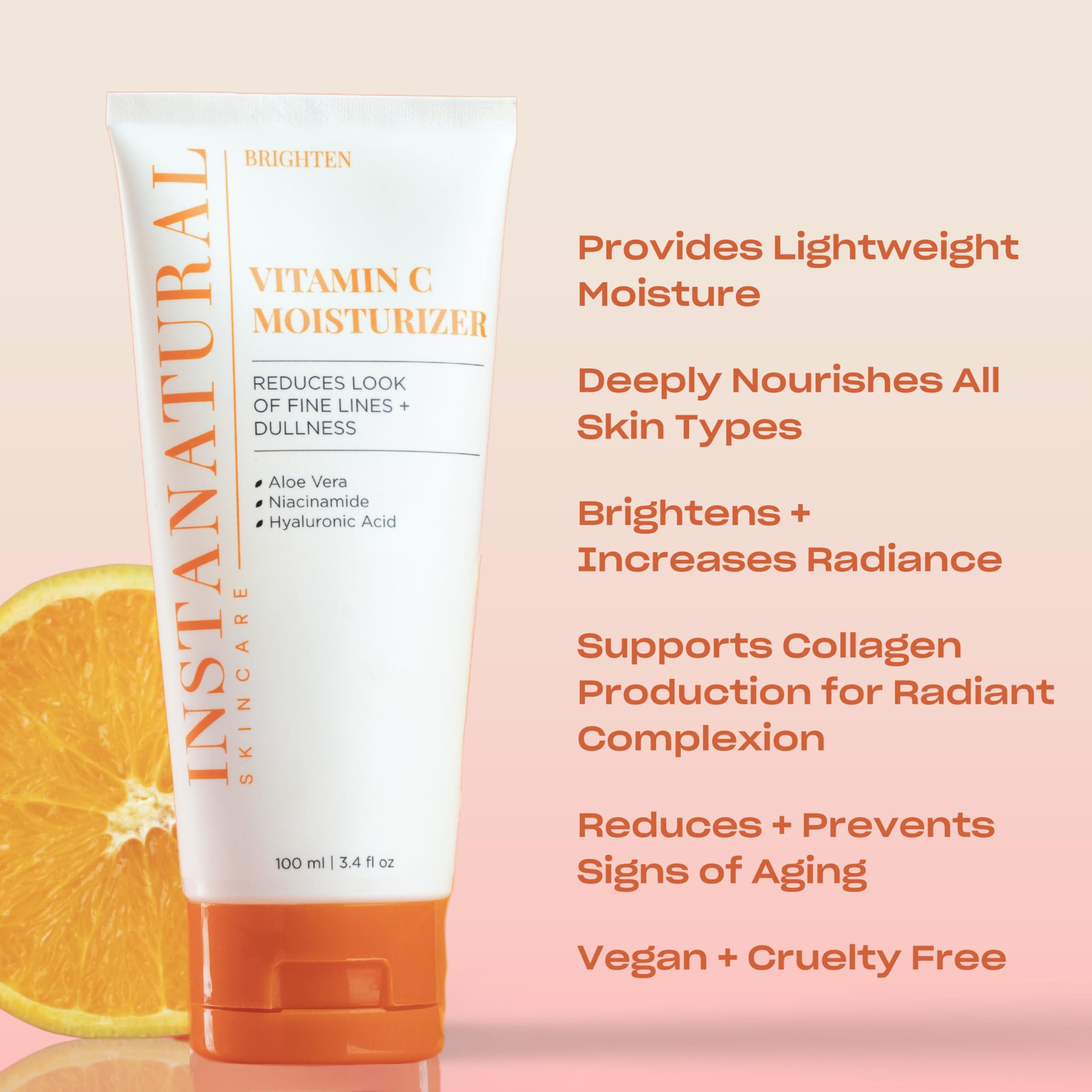 InstaNatural InstaNatural Vitamin C Moisturizer Face Cream, Brightens and Reduces the Look of Fine Lines and Wrinkles, Moisturizing Lotion for Dry Skin, with Hyaluronic Acid, 3.4 FL Oz