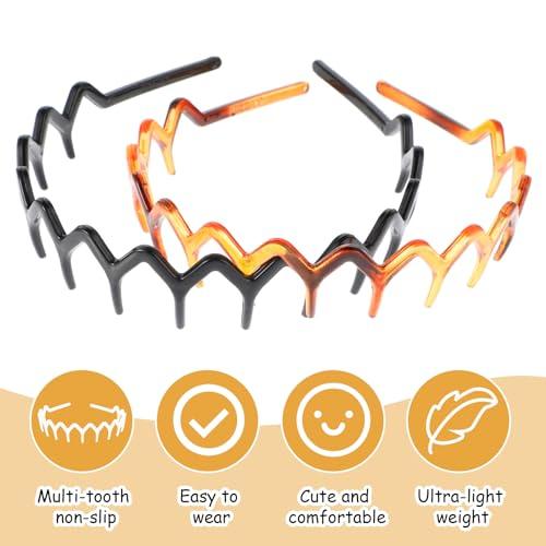 Tyqour Tyqour 4pcs Zig Zag Headband Non Slip Comb Headband Plastic Tooth Hair Comb Wavy Teeth Hairpin Headband for Women Girls Men