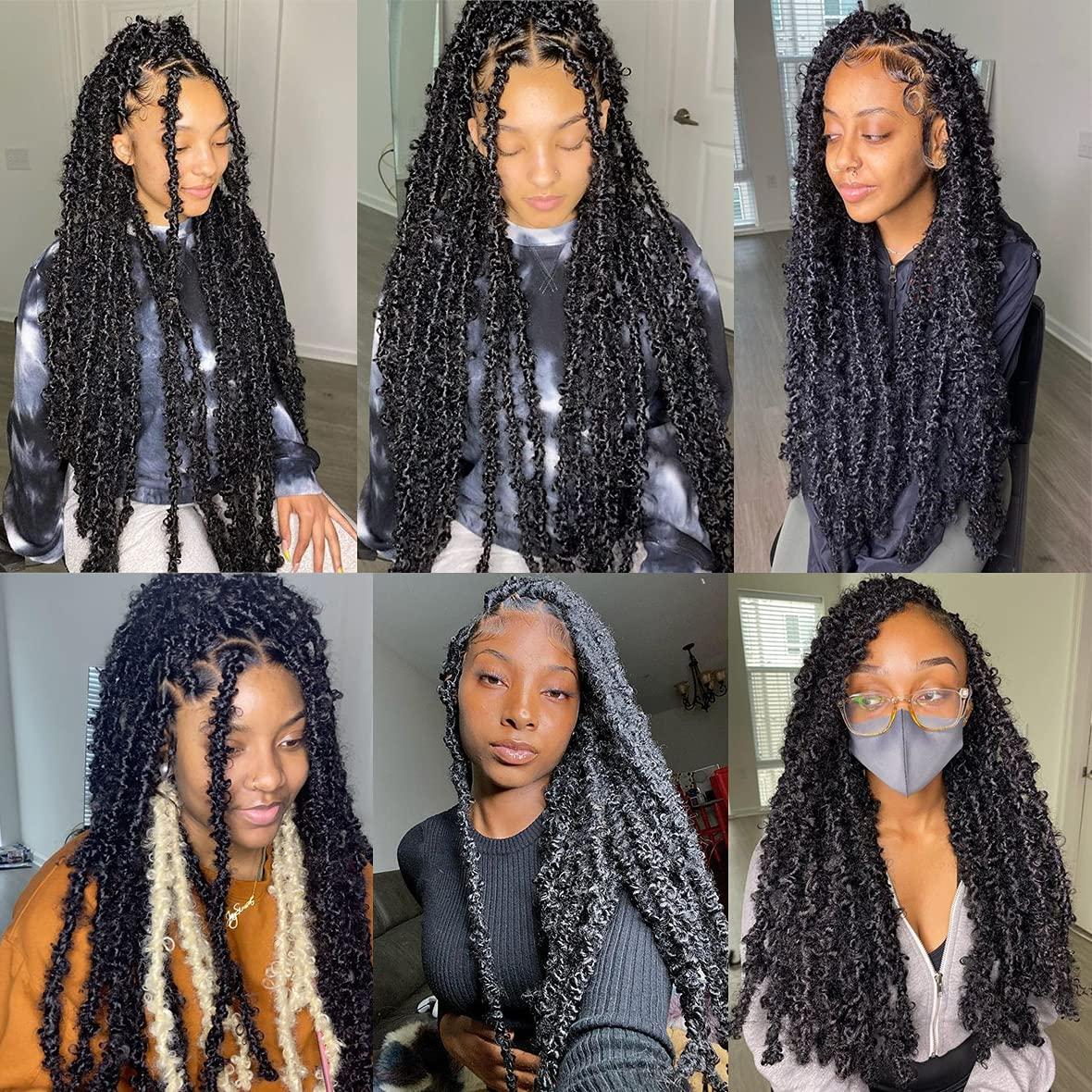ZRQ ZRQ 30 Inch Butterfly Locs Crochet Hair Long Distressed Faux Braids Hair Pre-looped Synthetic Crochet Soft Locs 30 In Goddess Locs Hair Extensions (6 Pack 1B#)