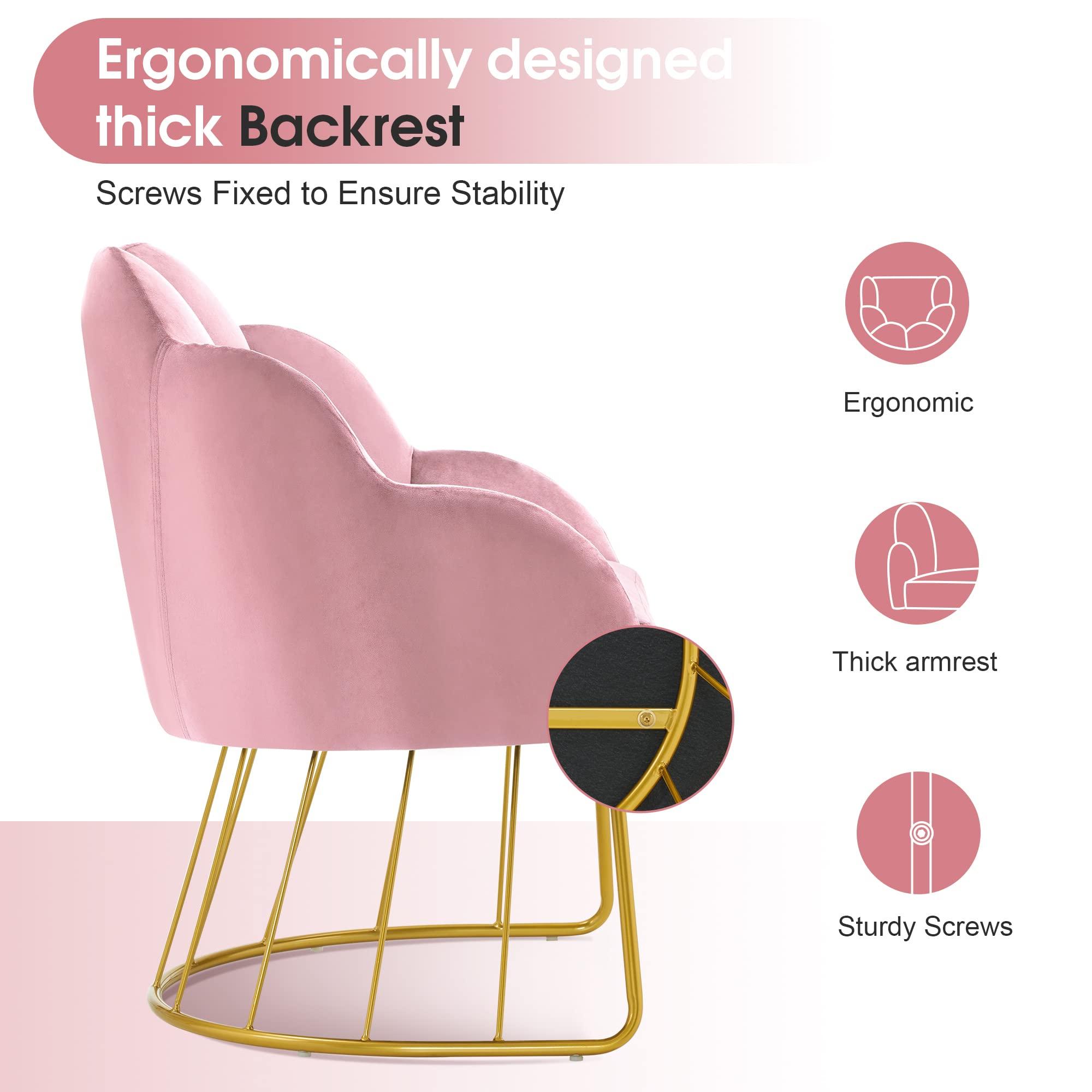 BarberPub BarberPub Living Room Chair, Manicure Chair for Technician, Makeup Beauty Vanity Armchair, Nail Salon Equipment for Manicurist 3510 (Pink)