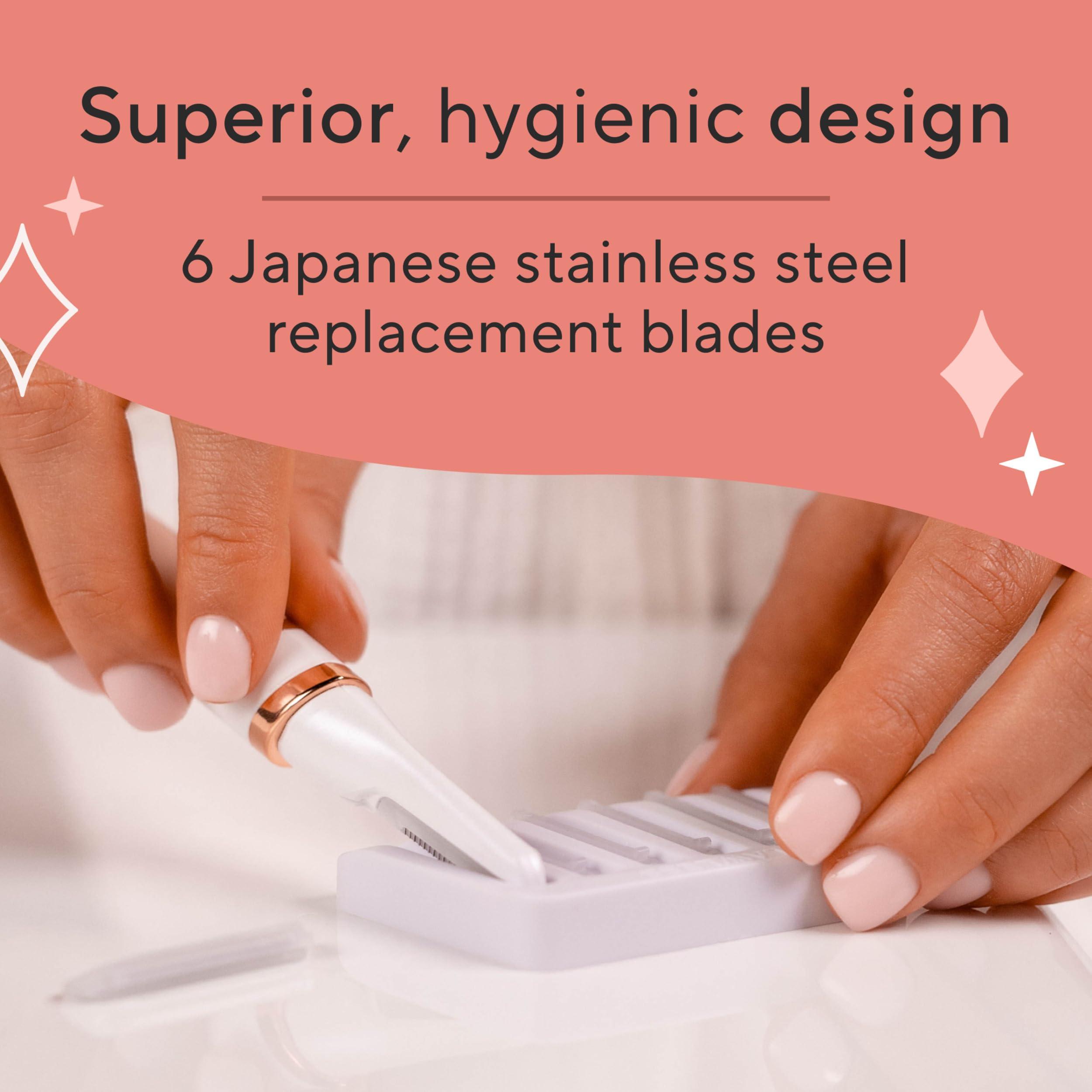 Finishing Touch Flawless Finishing Touch Flawless Dermaplane Glo Sonic Lighted Facial Exfoliator, Electric Vibrating Dermaplane Razor for Dermaplaning, Facial Hair Removal, 6 Replacement Heads