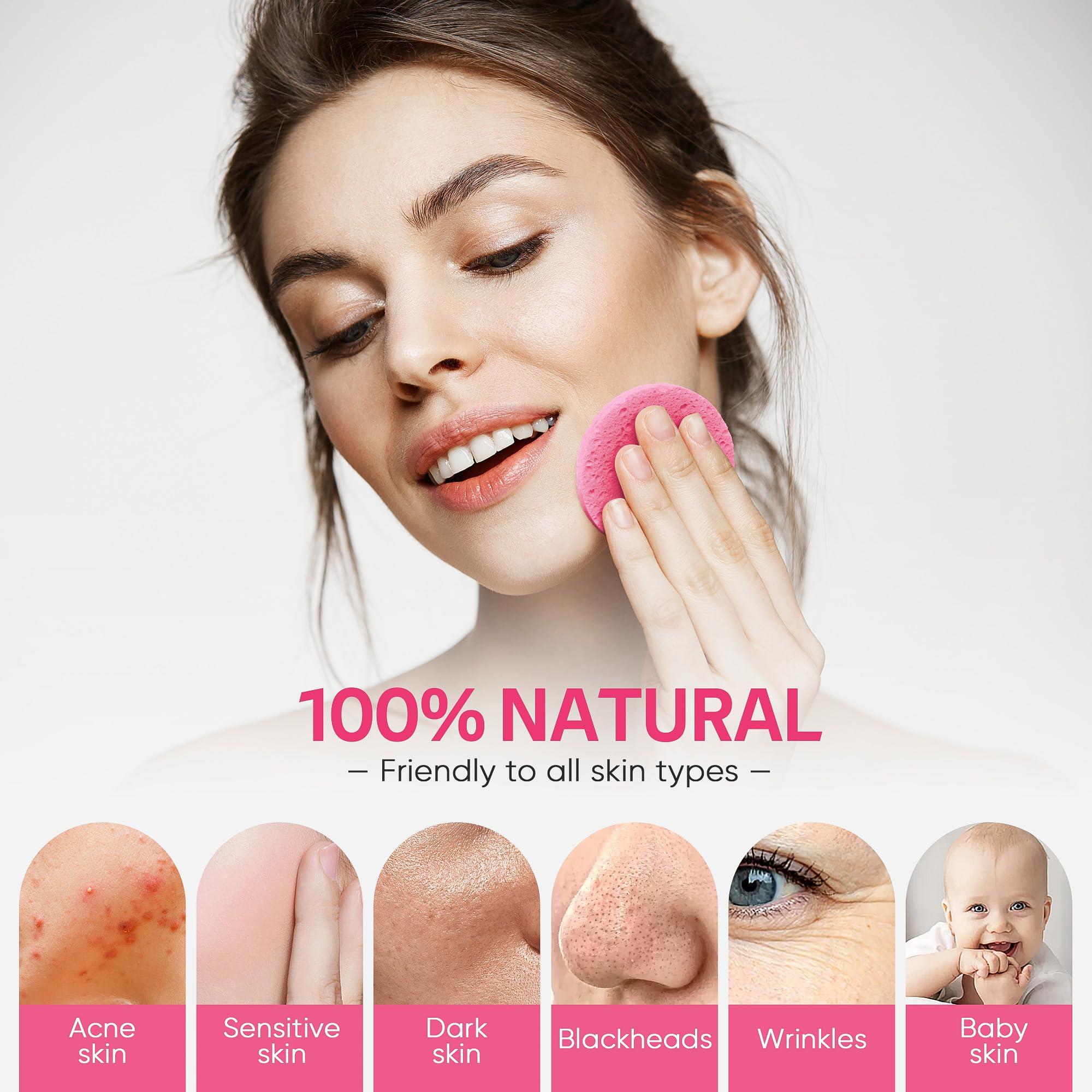 GAINWELL GAINWELL 100PCS Compressed Facial Sponges, Cleansing, for Personal Spa Esthetician Use, Pink