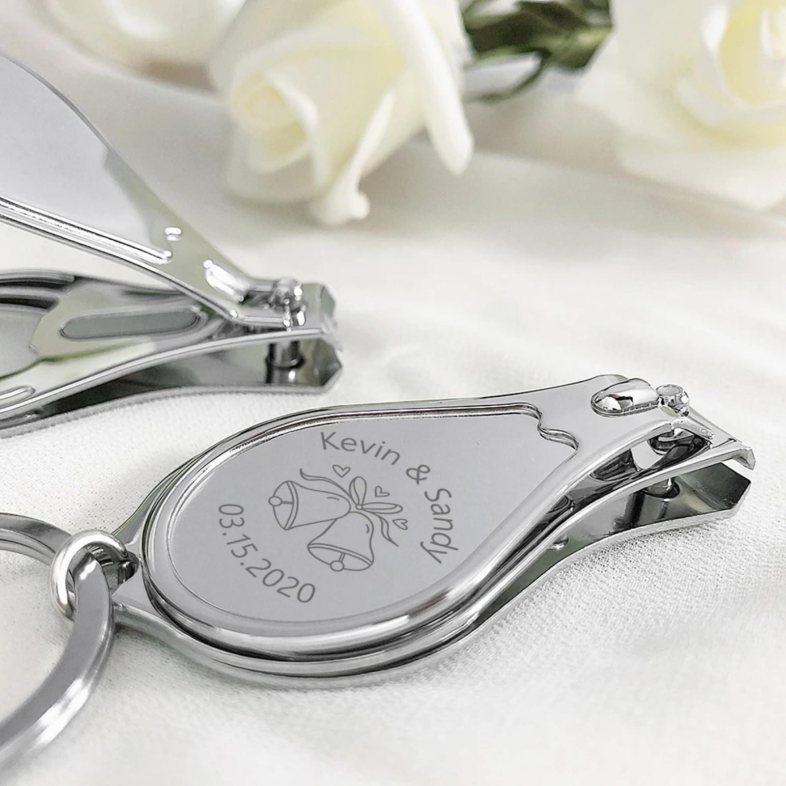 KQISAN KQISAN Custom Nail Clipper Keychain - Personalized Name and Date Nail Clipper Bottle Opener, Wedding Gift for Guest Engraved Personalized Wedding Favors,Custom Design,30Pcs
