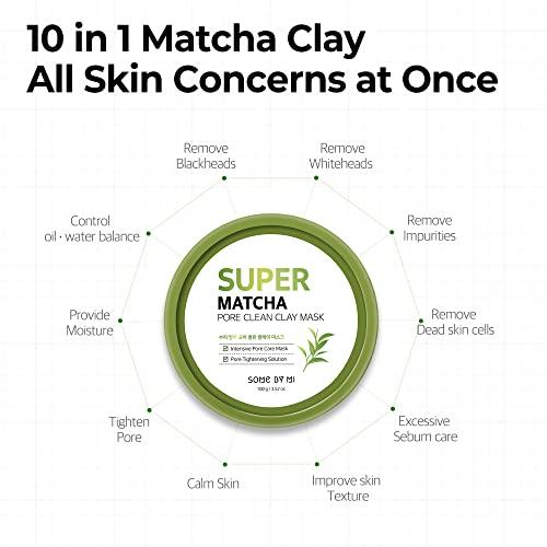 SOME BY MI SOME BY MI Super Matcha Pore Clean Clay Mask - 3.52Oz, 100g - Made from Match Water for Sensitive Skin - Skin Moisturizing Effect with Sebum and Pore Care - Korean Skin Care