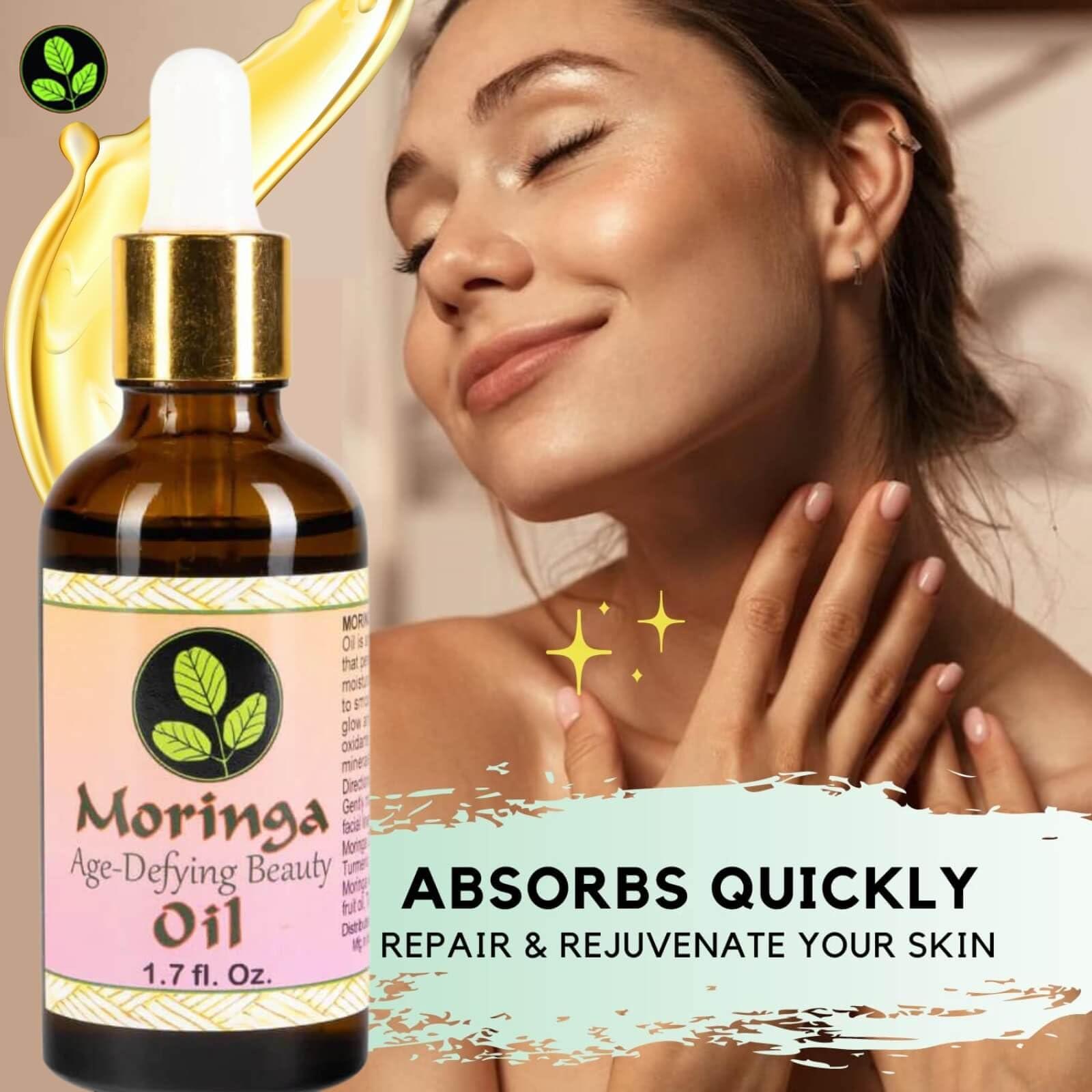 MORINGA ENERGY LIFE Moringa Age Defying Beauty Oil with Vitamin E - 100% Pure Cold Pressed Skin Care Oil Moisturizer for Face & Aging Reversal, Natural Skin Glow - 1.7 oz