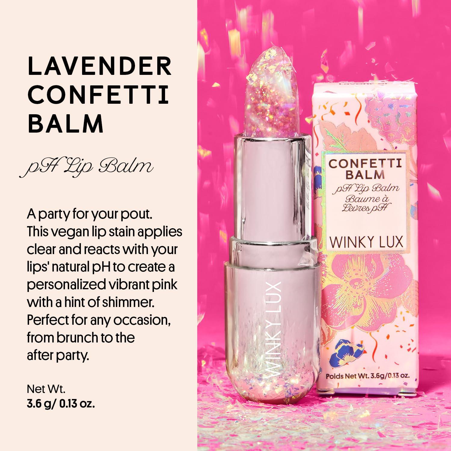 Winky Lux Winky Lux Glitter Confetti Balm, pH Color Changing Lipstick, Vegan & Cruelty Free Lip Balm, Hydrate & Plump, Sheer Pink Lipstick With Lavender Confetti