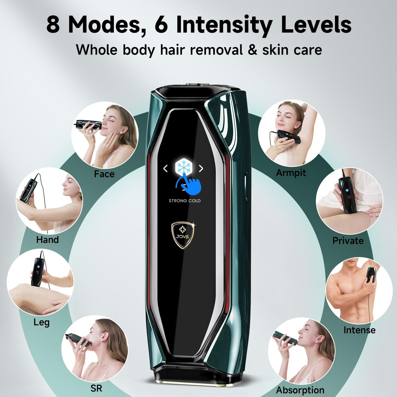 JOVS JOVS Laser Hair Removal, 37F Painless Hair Removal Device with Sapphire Ice-Cooling, 3 in 1 Hair Removal & Skin Rejuvenation for Women and Men, 8 Modes Skin Care for Whole Body, Touch Screen