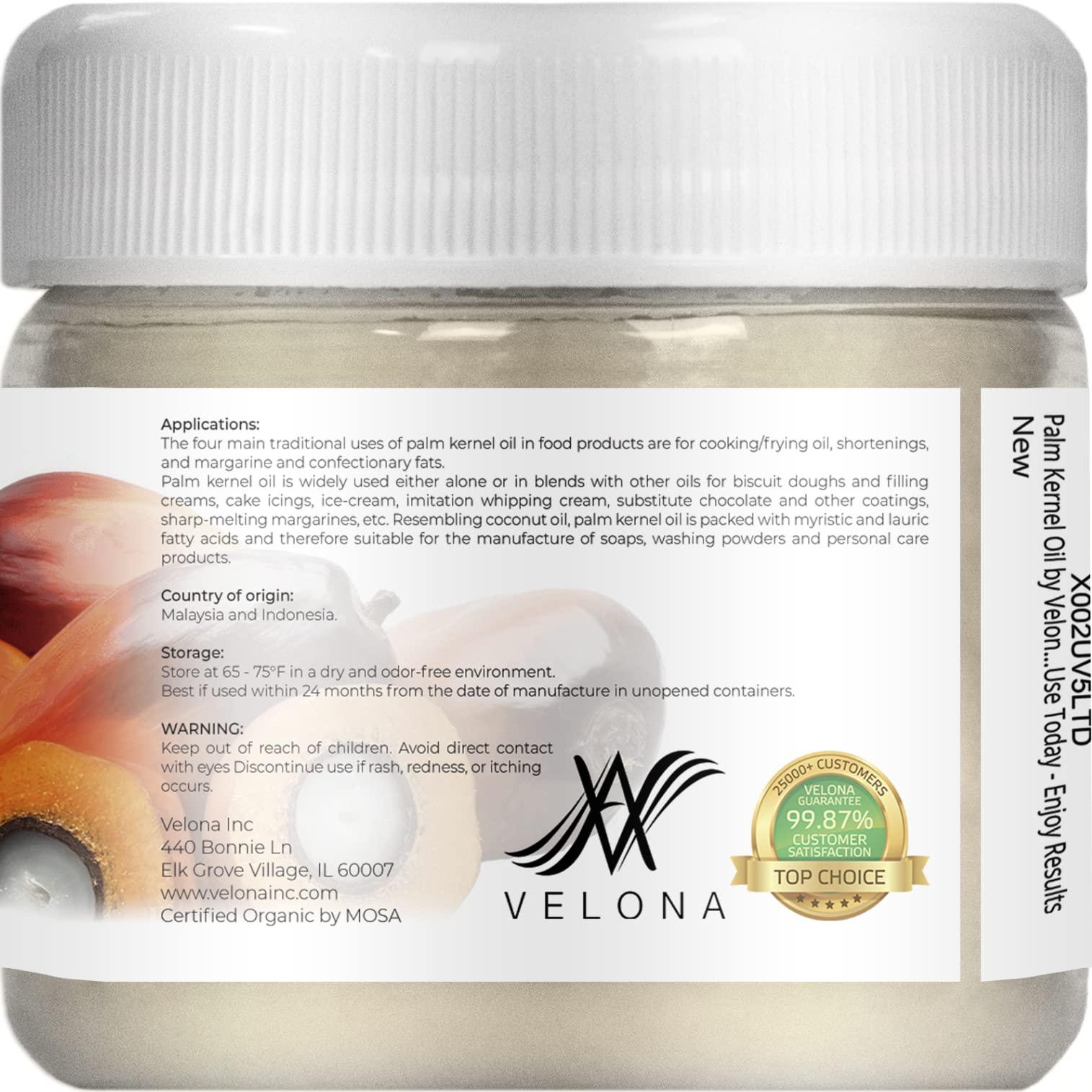 velona velona USDA Certified Organic Palm Kernel Oil - 2 oz | 100% Pure and Natural Carrier Oil | Refined, Cold Pressed