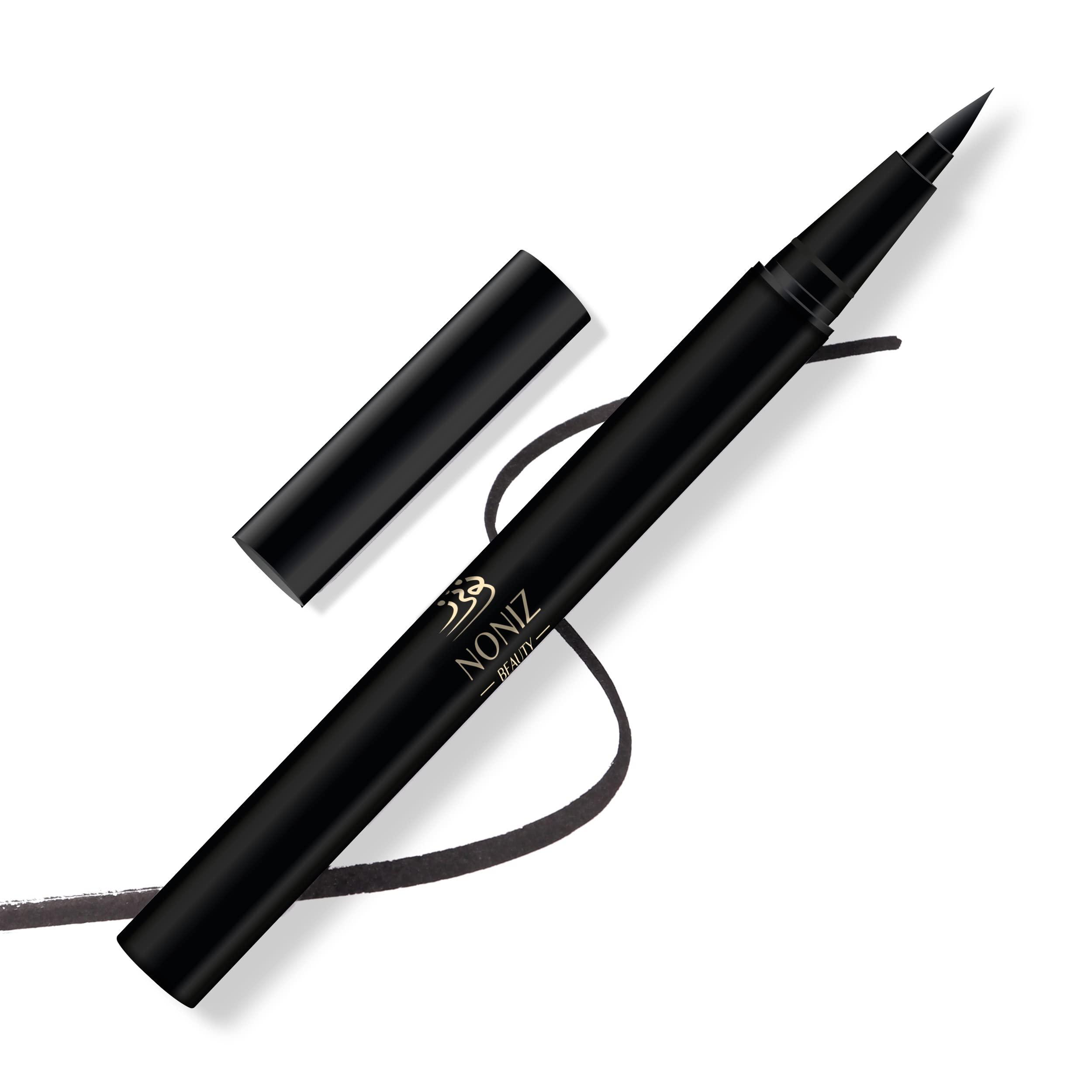 NONIZ NONIZ Black Liquid Eyeliner - Water Proof Ultra Matte Long Lasting Slim Jet - Black Eye Liner - 100% Intense Black - Smooth Easy Application Pen Liner