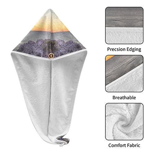 Poeticcity Portland, Maine, USA at Portland Head Light in the Morning 2 Packs Hair Towel Wrap, Absorbent Turban Bath Hair Towel Hat, Quick Drying Hair Towel with Button for Curly, Long, Thick Hair