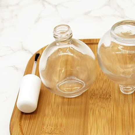 lasenersm 1 Piece Large Capacity 75ml (2.5oz) Empty Nail Polish Bottles with Brush Spherical Clear Glass Nail Polish Bottles Refillable Nail Polish Glass Bottles Containers for DIY Nail Art, White Lid