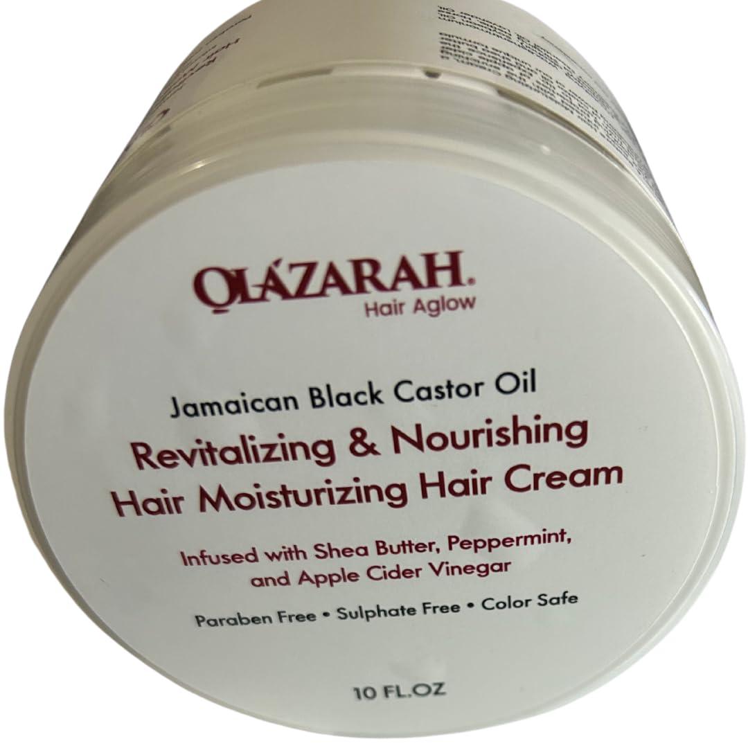 OLAZARAH OLAZARAH Jamaican Black Castor Oil Revitalizing & Nourishing Hair Moisturizing Hair Cream, Infused with Shea Butter, Peppermint, and Apple Cider Vinegar, 10 Fl. oz