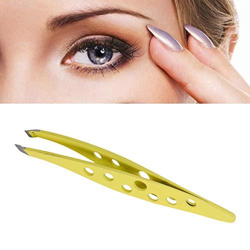 Haoweida Yellow Tweezers - Surgical Tweezers for Ingrown Hair - Professional Stainless Steel Slant Tip Tweezers - Best for Eyebrow Hair, Facial Hair Removal