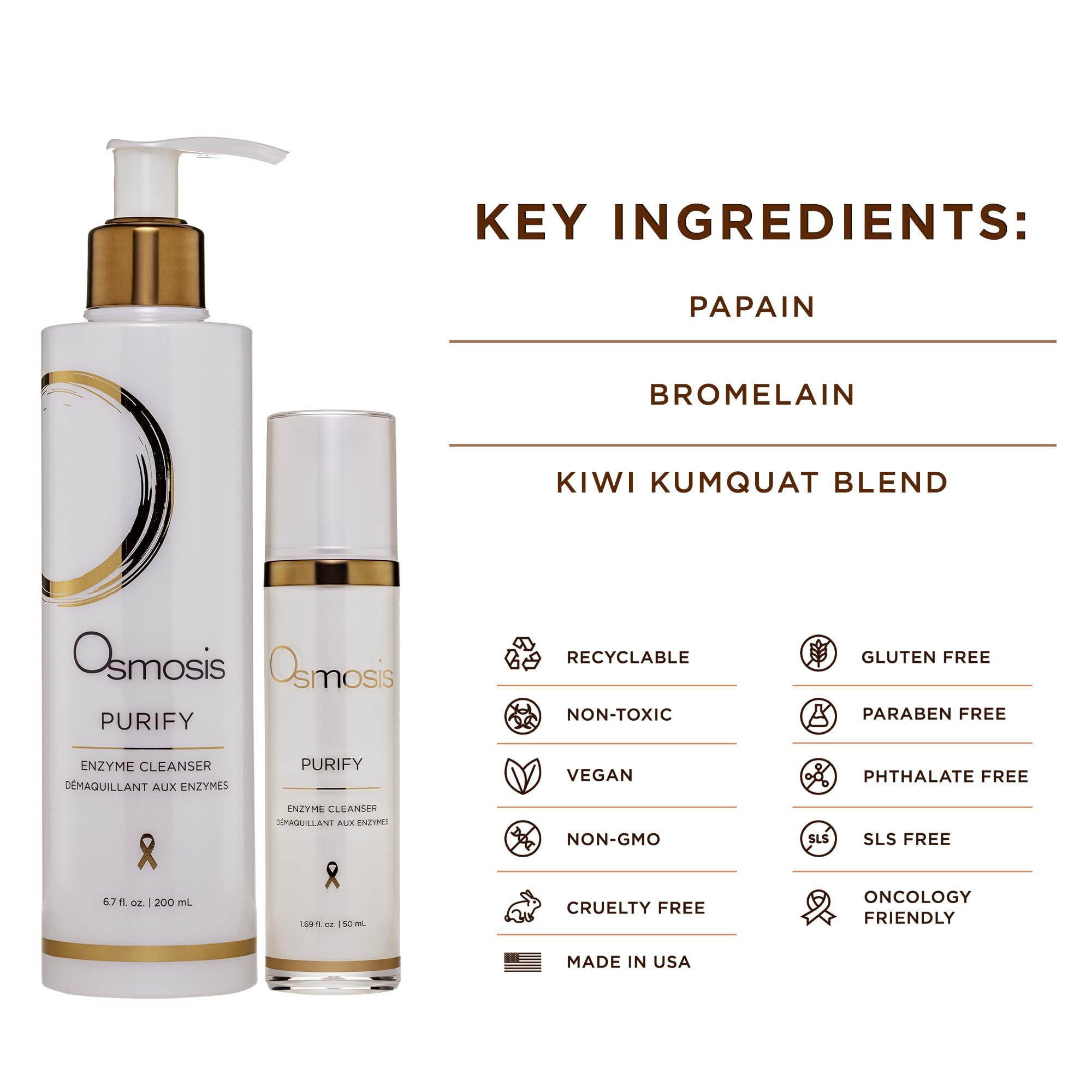 OSMOSIS OSMOSIS PURIFY Enzyme Gentle Exfoliating Facial Cleanser, Face Wash for Aging, Pigmented, Oily, and Acne Blemish-Prone Skin, 1.69 Fl Oz