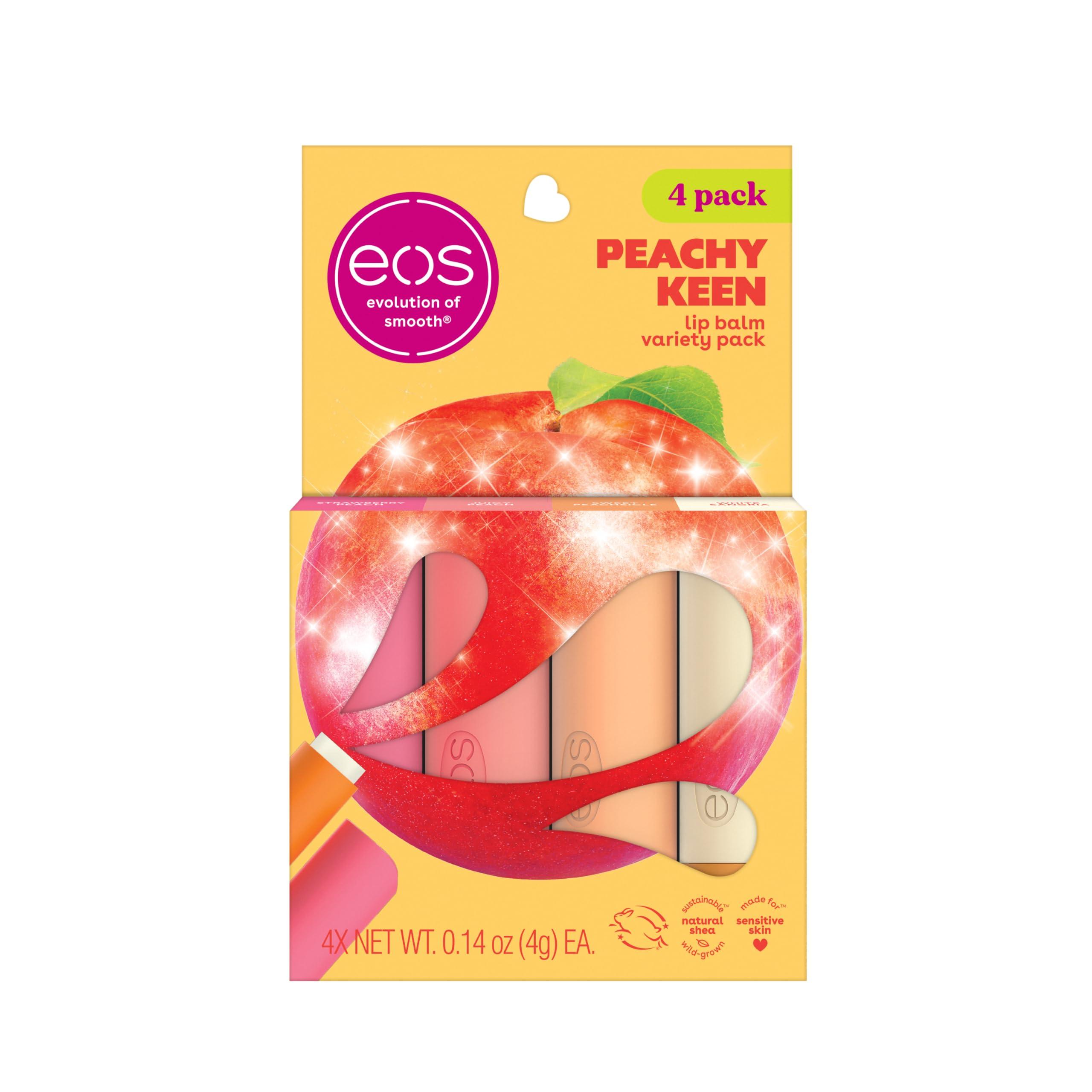 eos eos Lip Balm Gift Set- Peachy Keen, Limited-Edition Lip Moisturizer, Variety Pack, 0.14 oz, 4-Pack