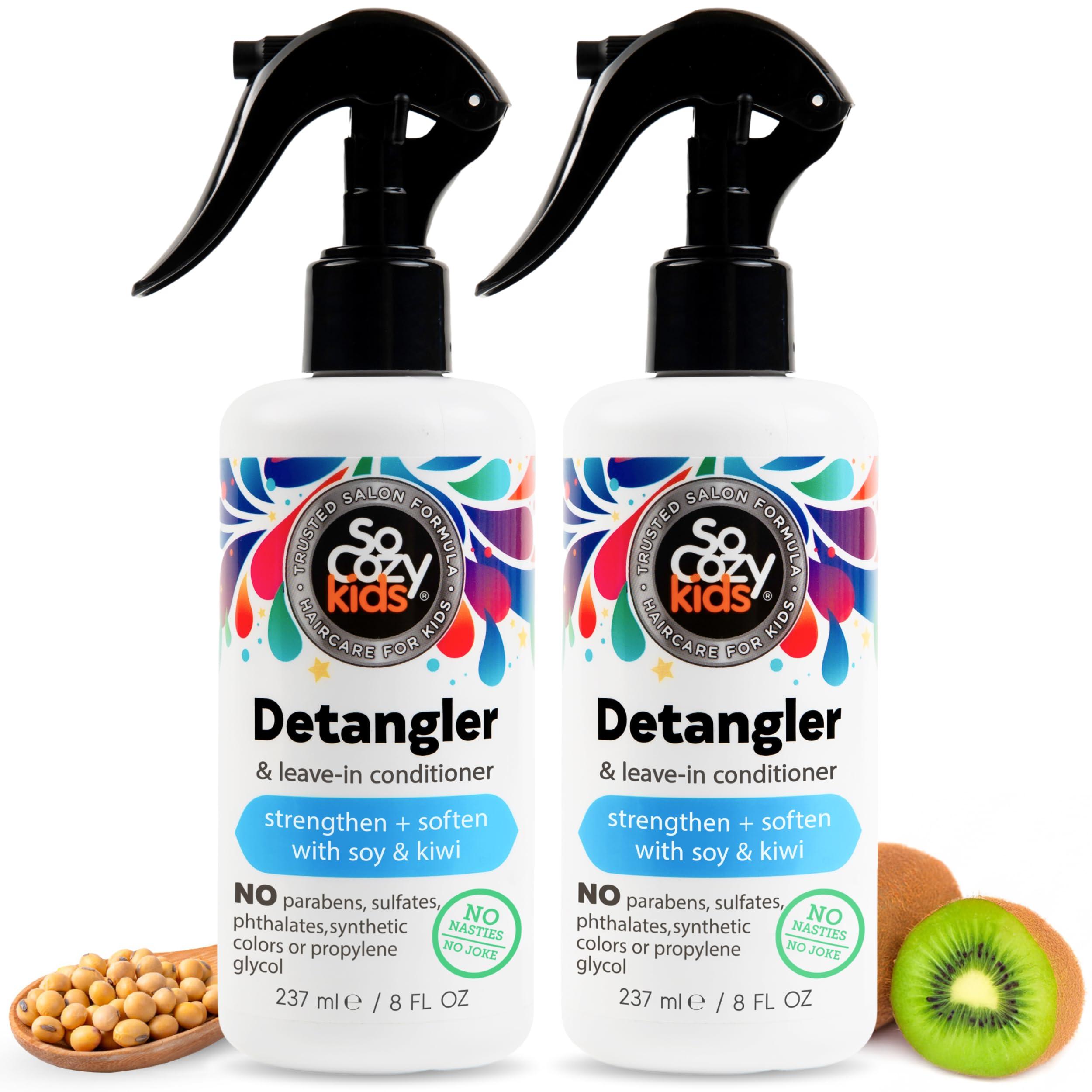 SO COZY SoCozy 2-in-1 Detangler & Leave In Conditioner Spray (8 Fl Oz, Pack Of 2) Hair Detangler Spray for Kids, Leave In Hair Conditioner & Detangling Spray with Keratin, Soy Protein & Kiwi Extract
