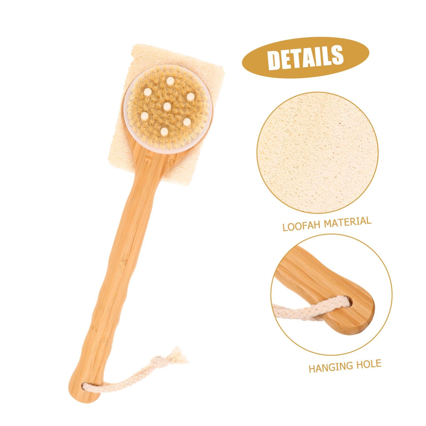 Beaupretty Beaupretty Natural Loofah Stick Bath Brush Handle Body Skin Scrubber for Shower Bath