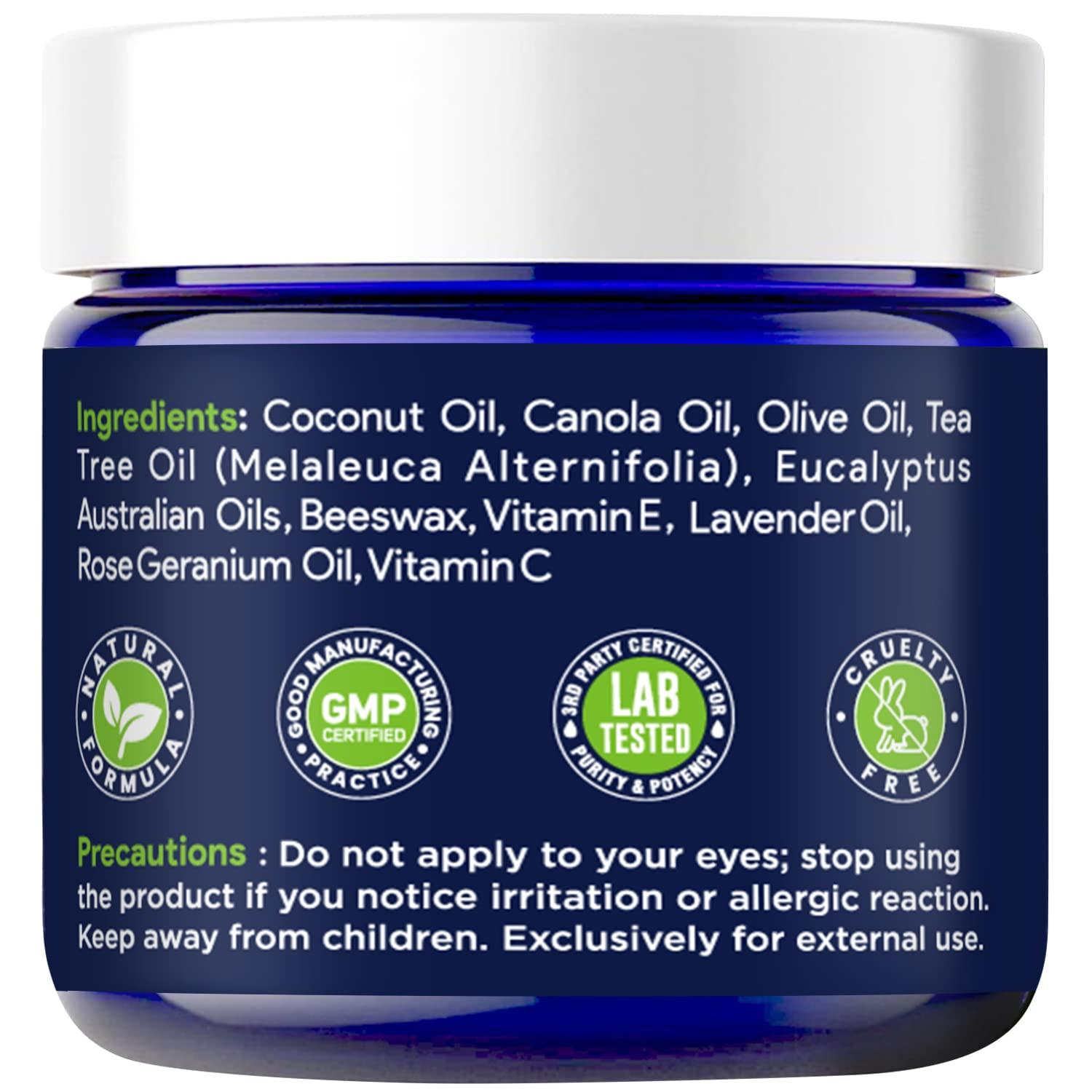 NC NATURAL CURES Tea Tree Oil Foot Balm - Instantly Hydrates Cracked Dry Feet and Callused Heels - All Natural Treatment Helps & Soothes Irritated Skin & Athletes Foot, Best Moisturizing Foot Care For Woman & Man - Made in USA