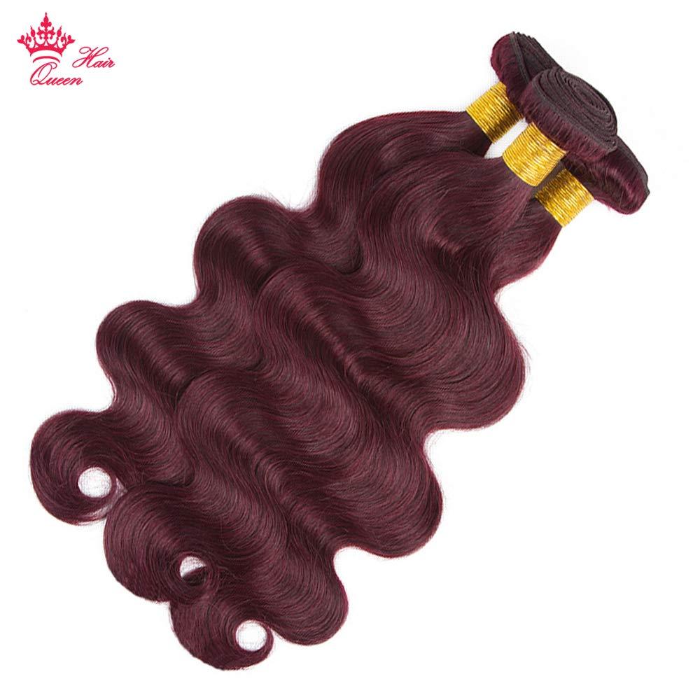 Queen Hair Queen Hair Products Brazilian Virgin Human Hair Body Wave Bundles Burgundy Hair Extensions Wine Red 99j Color (10 10 12)