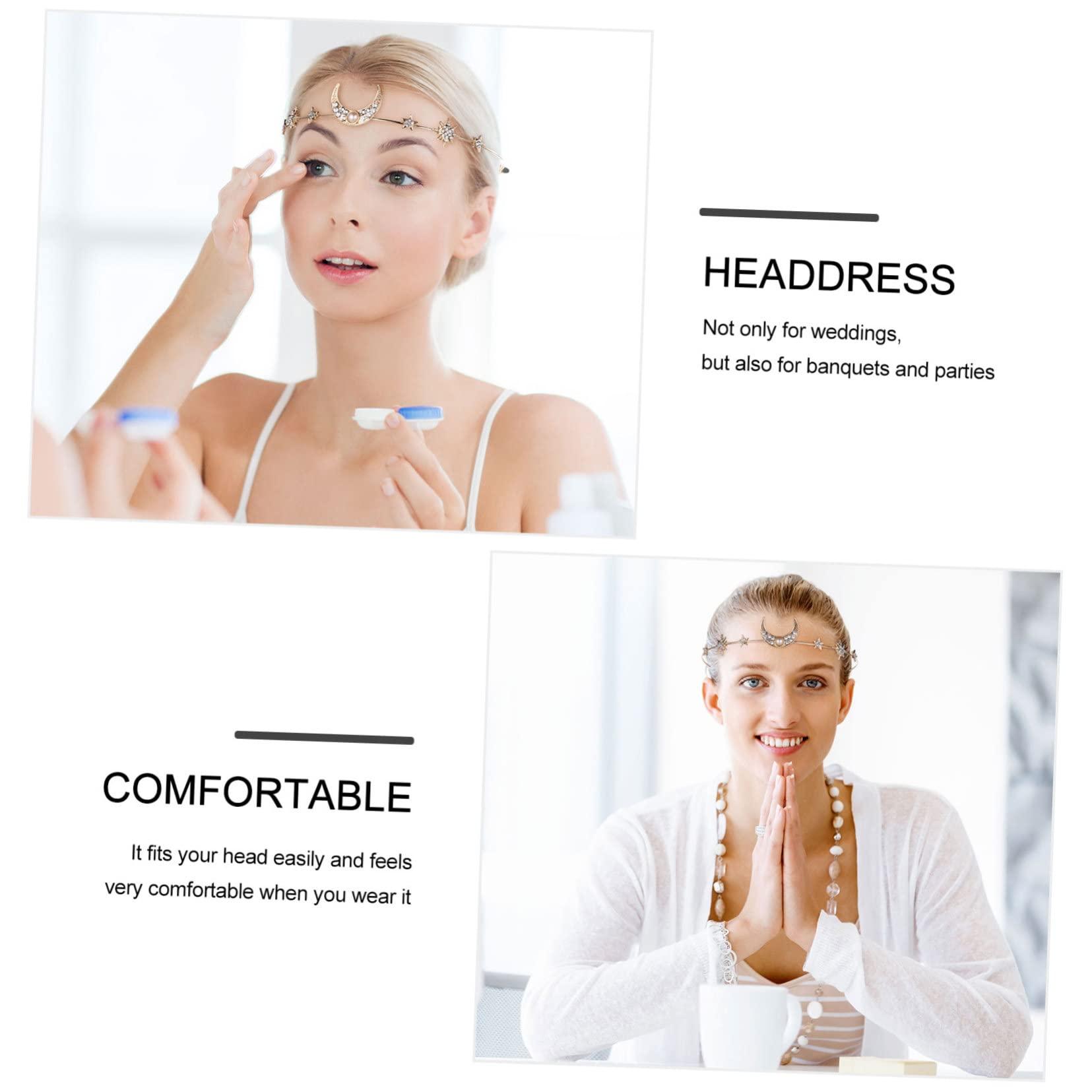 MERRYHAPY MERRYHAPY 2pcs Moon and Stars Headband Rhinestone Hair Jewelry Crystal Headdress for Wedding Party