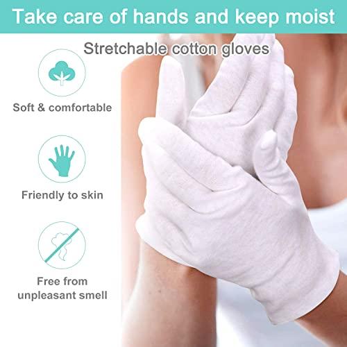 HJDHS Cotton Gloves Kids 24pcs Soft White Gloves Moisturizing Eczema Gloves for Dry Hands SPA Inspection (Small)