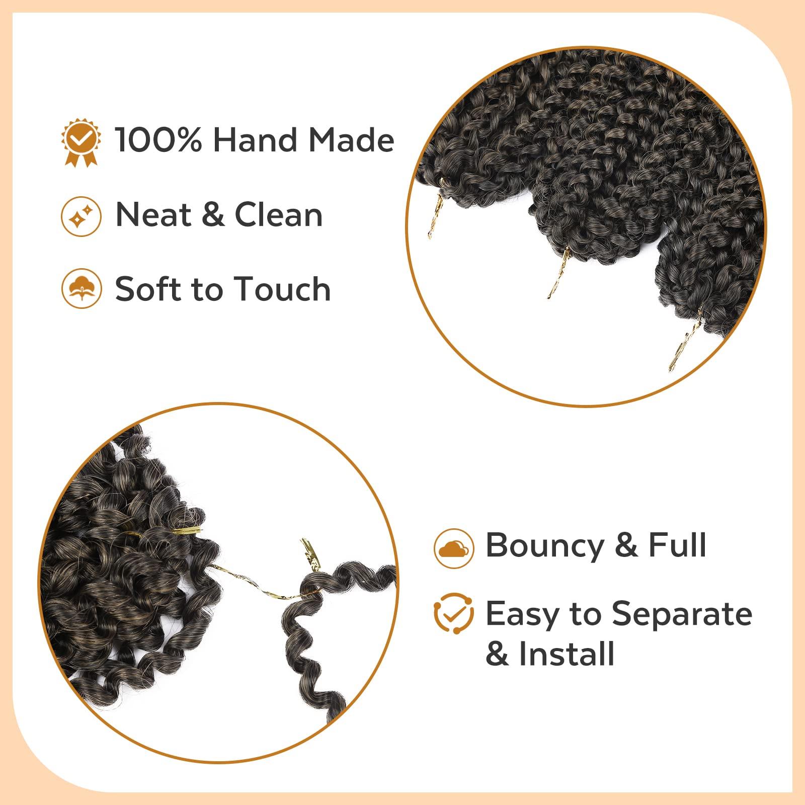 HANNE HANNE Kinky Curly Crochet Hair Afro Crochet Hair Curly Yanky Twist Crochet Hair for Black Women Jerry Curl Braiding Curly Hair Extensions 3X Crochet Curly Hair Braided Synthetic Hair Bundles (T1B/27)