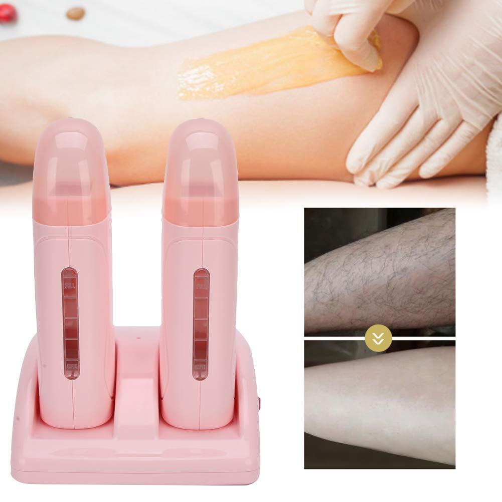 plplaaoo Wax Warmer for Hair Removal, Hair Removal Wax Warmer, Professional Double Wax Heaters Hair Removal Wax Machine, Roller Waxing Kit, for Women Men Hair, Eyebrow, Facial, Armpit(US-110V), wax warmer