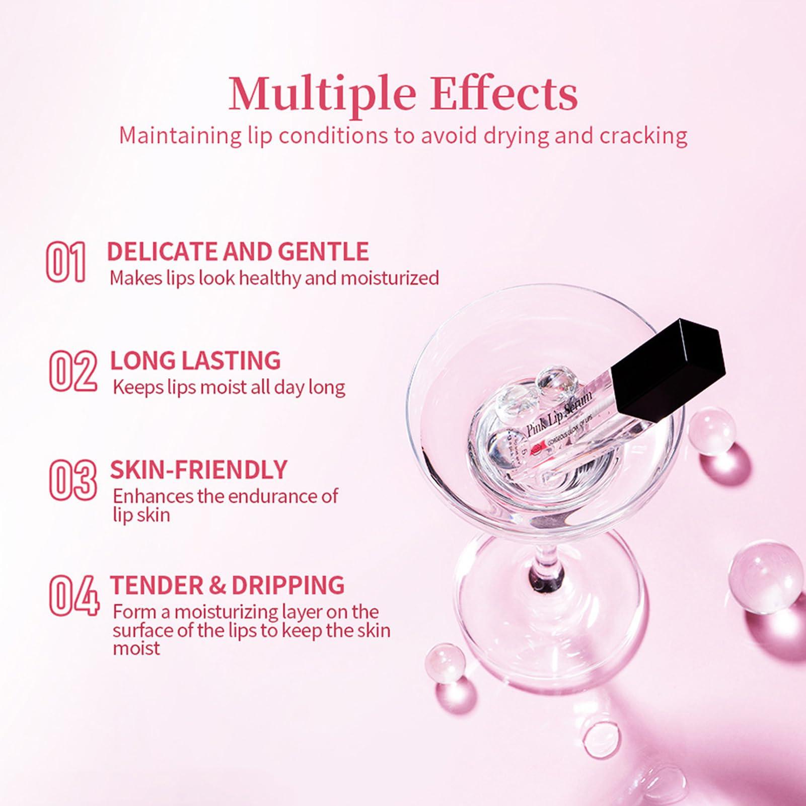 Luqeeg Lip Serum, Moisturizing Hydrating, Long Lasting Revitalizing, Lip Serum Oil with Organic Matter, Lightweight Texture, for Youthful and Radiant Look, Makeup Cosmetic