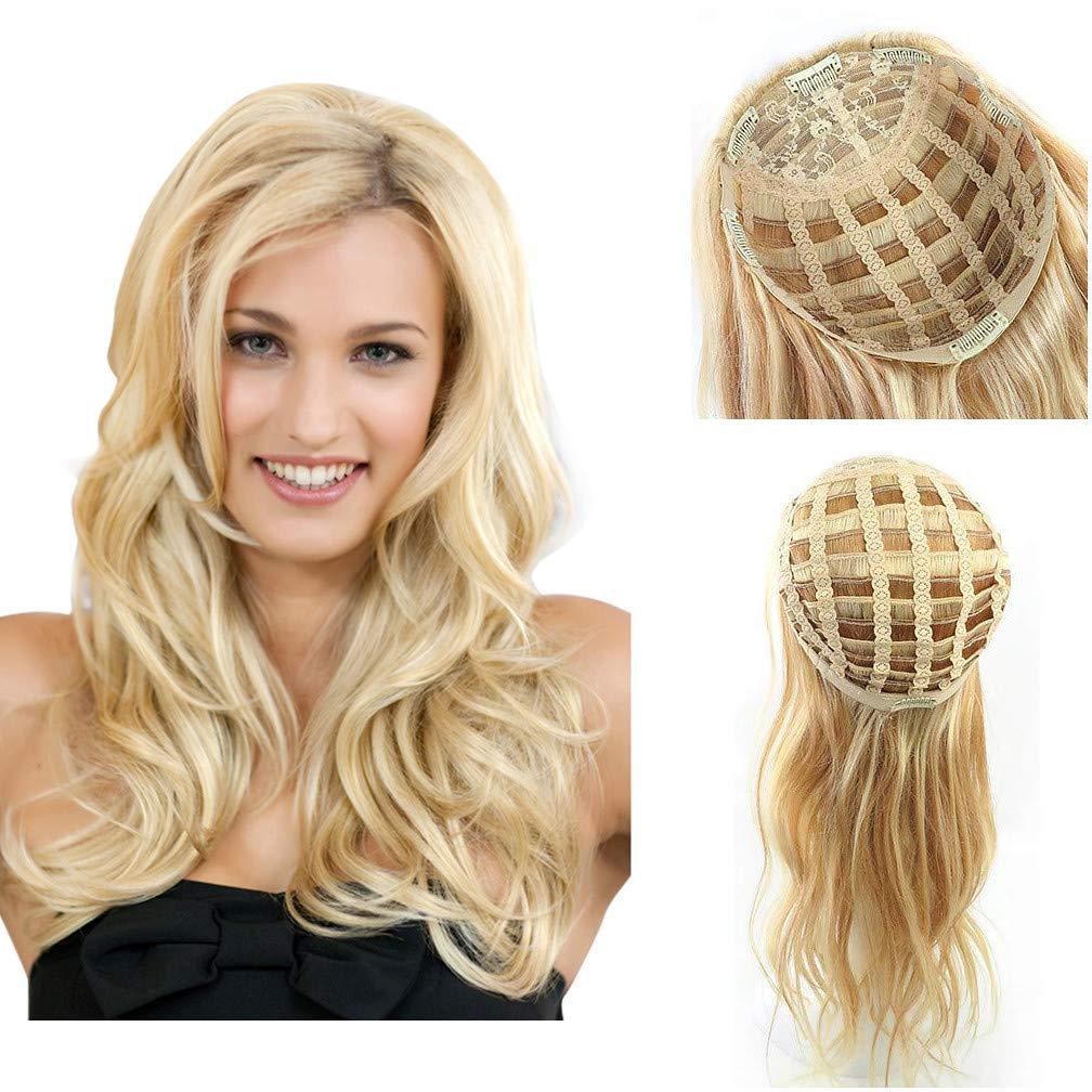 Drasawee Drasawee 3/4 Half Wig Human Hair Extensions Beauty Natural Wavy Real Human Hair Clip in Hair Extension for Women Long Thick Wig 20 Inch 200g 18/613#