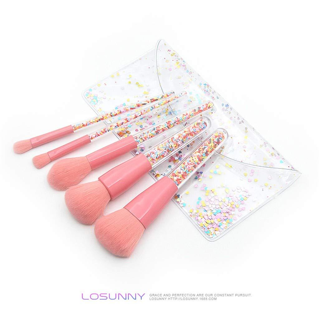 Skipdr 5 Pcs makeup brushes makeup brush set candy makeup brushes colorful transparent brush handle granular plastic