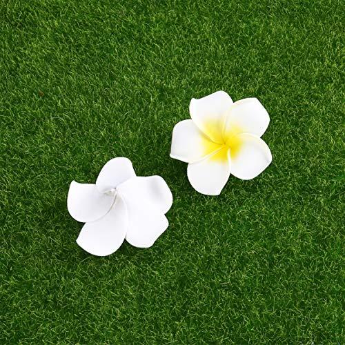 Beaupretty 100pcs Wedding Flower Frangipani Flower Fresh Flower Leis Artificial Frangipani Hawaiian Flowers Hawaiian Flower Hair Flower Hair Wreath Flower Hair Clips Foam Diy Bride White 6cm