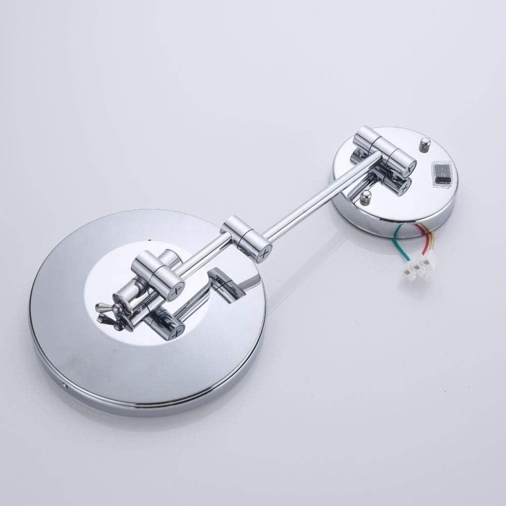 PROHEL PROHEL Makeup Mirror Shaving Mirror Wall Mounted 3X/5X/7X/10X Magnification Extendable and Chrome Finished Single Side Round, Concealed Wiring (Color : #6, Size : 7X)