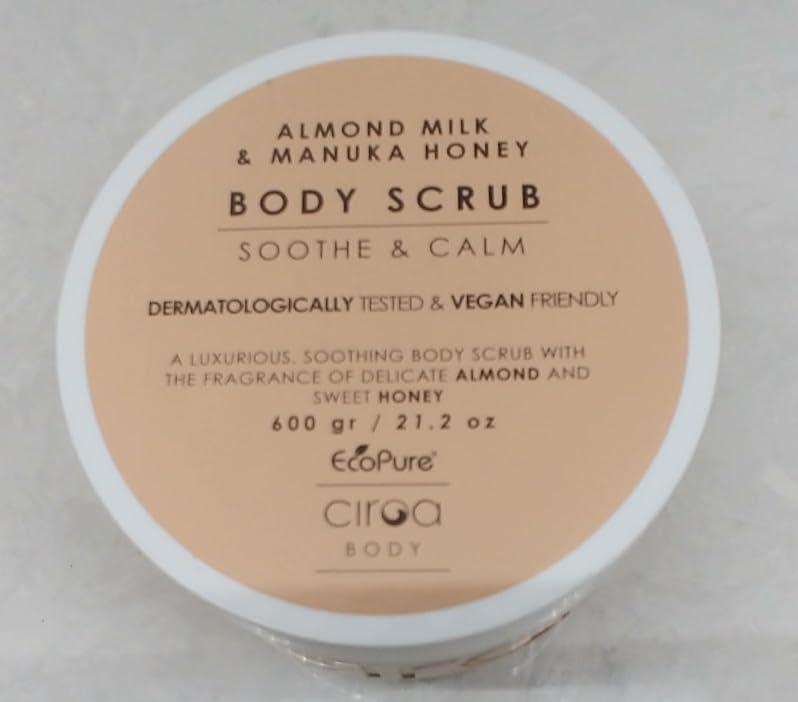 Australian Ciroa, BODY SCRUB, ALMOND MILK & MANUKA HONEY, 21.2oz, Soothe & Calm, Dermatologically Tested & Vegan Friendly (600gr)