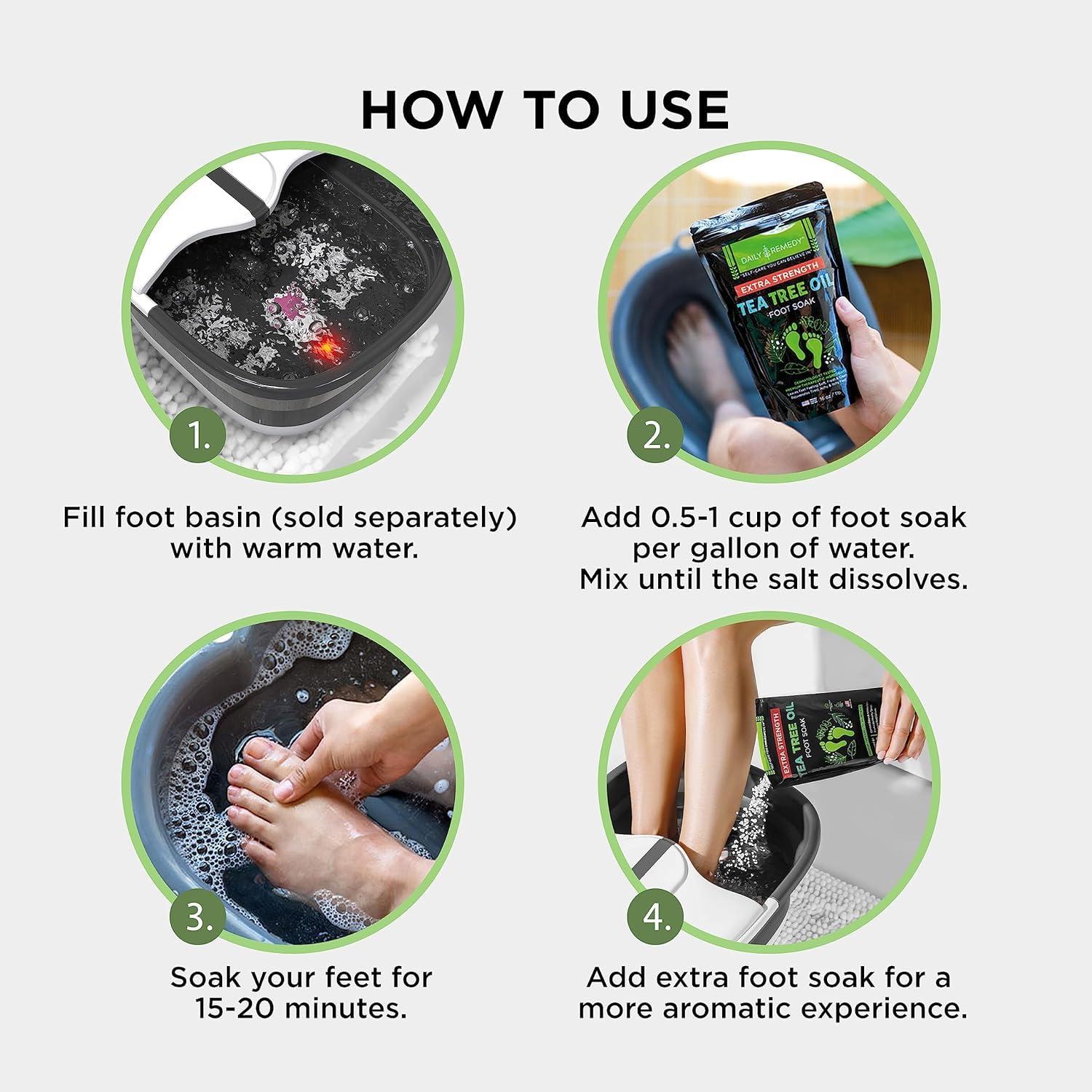 DAILY REMEDY EXTRA STRENGTH Tea Tree Oil Foot Soak with Epsom Salt - Made in USA - for Toenails, Athlete\'s Foot, Itchy Feet, Stubborn Smelly Foot Odor, Pedicure, Foot Calluses & Soothes Sore Tired Achy Feet-2 Pack