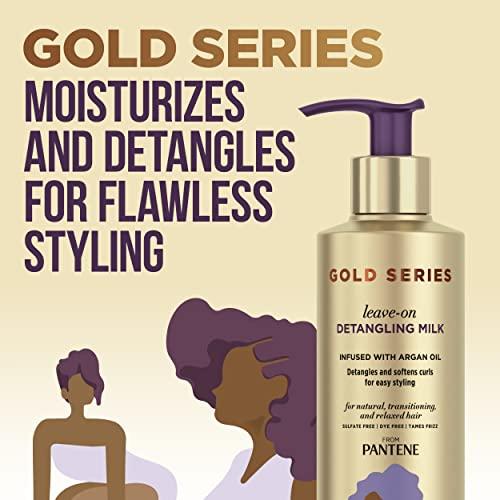 Pantene Pantene Gold Series from Sulfate-Free Leave-On Detangling Milk Treatment with Argan Oil for Curly, Coily Hair, 7.6 fl oz