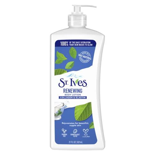 St. Ives St. Ives Renewing Hand & Body Lotion for Women with Pump, Daily Moisturizer Collagen Elastin for Dry Skin, Made with 100% Natural Moisturizers, 21 fl oz, 4 Pack
