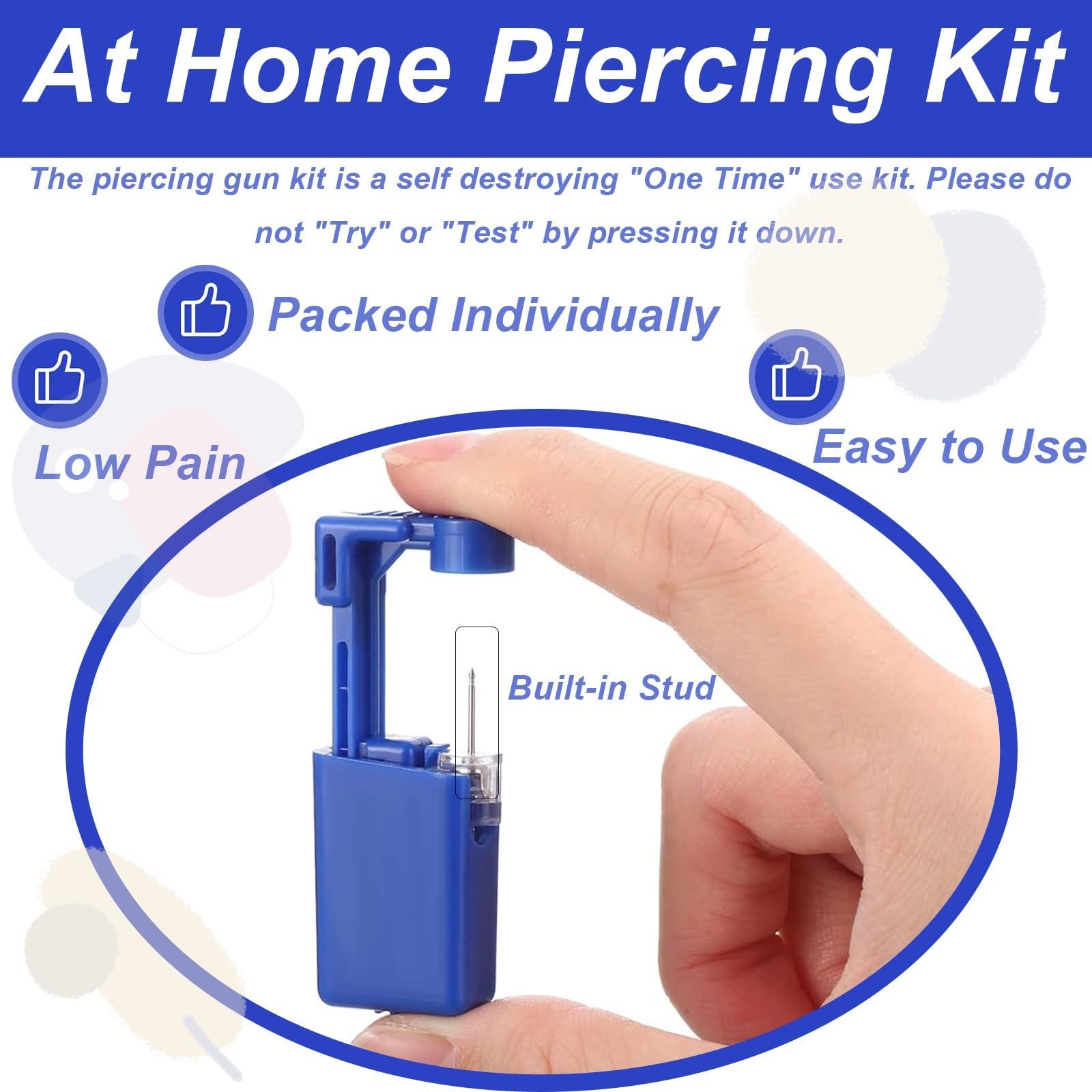 orilace orilace 2 Pcs Self Piercing Kit- Safe Disposable Nose Piercing Gun Built-in Nose Stud Easy Use Painless At Home Nose Piercing Kit (White)