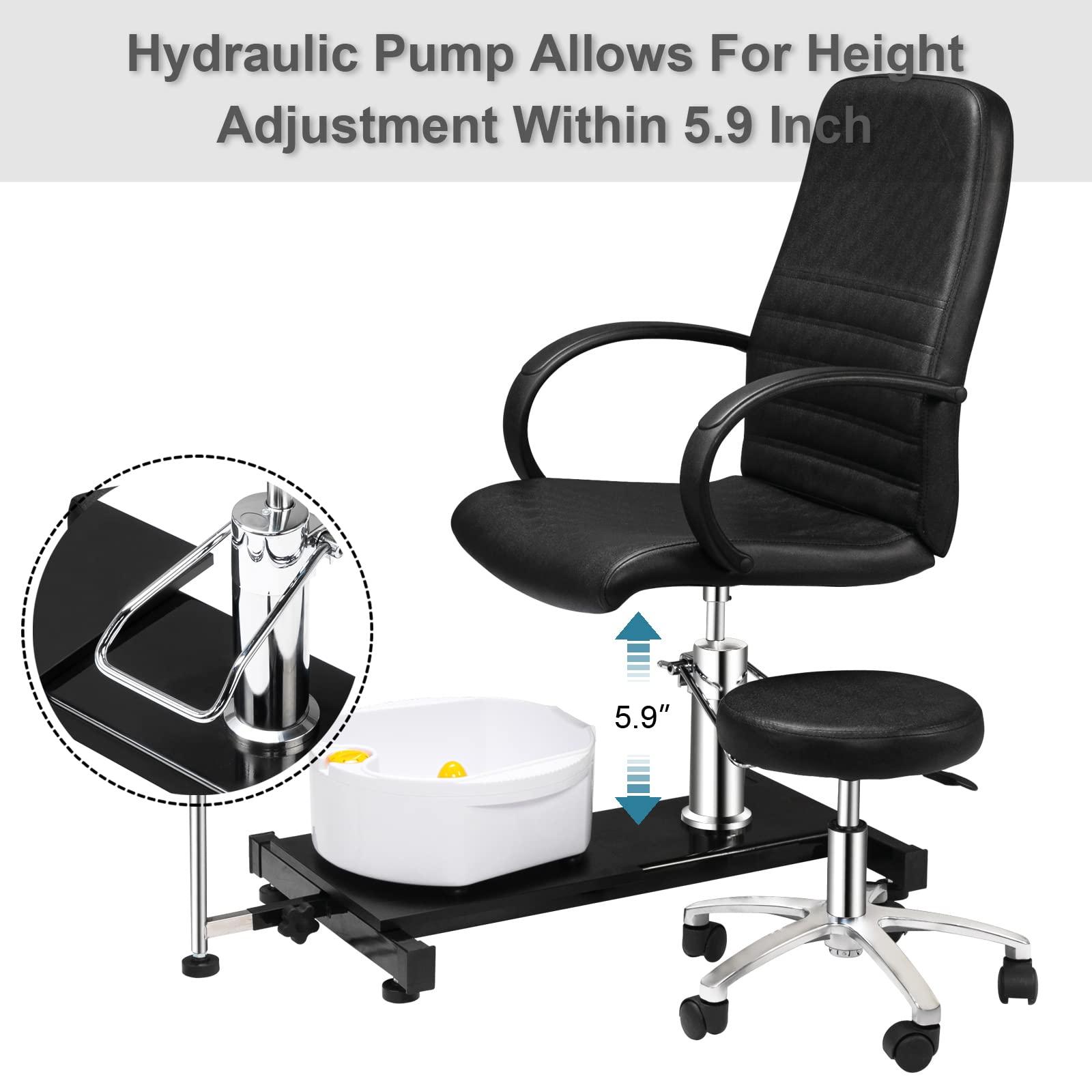 OmySalon OmySalon Pedicure Chair with Stool & Bubble Massage Foot Bath, Hydraulic Pedi Chair for Nail Tech, Beauty Spa Salon Unit Station Technician Supplies